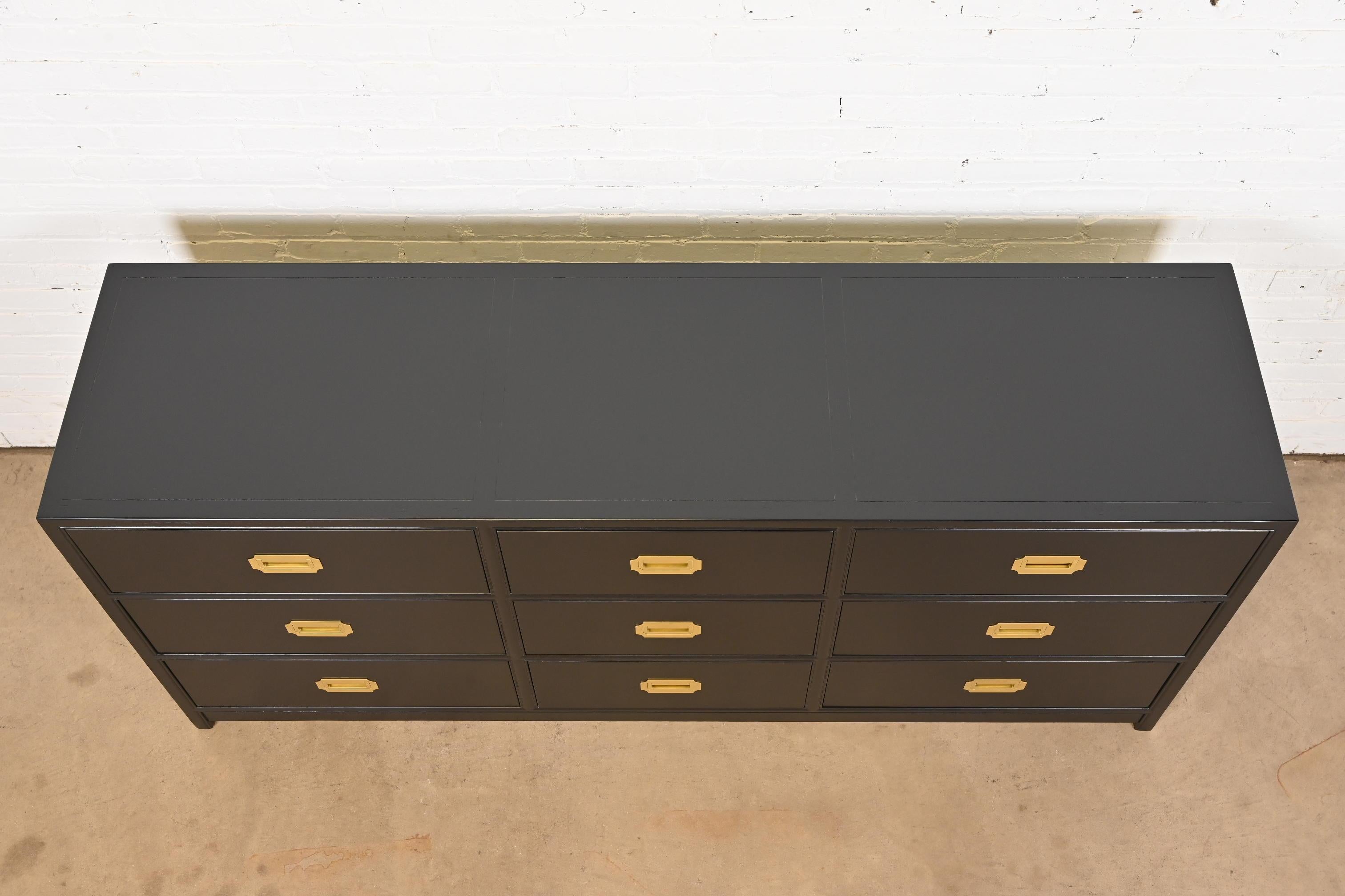 Michael Taylor for Baker Furniture Hollywood Regency Black Lacquered Dresser 2