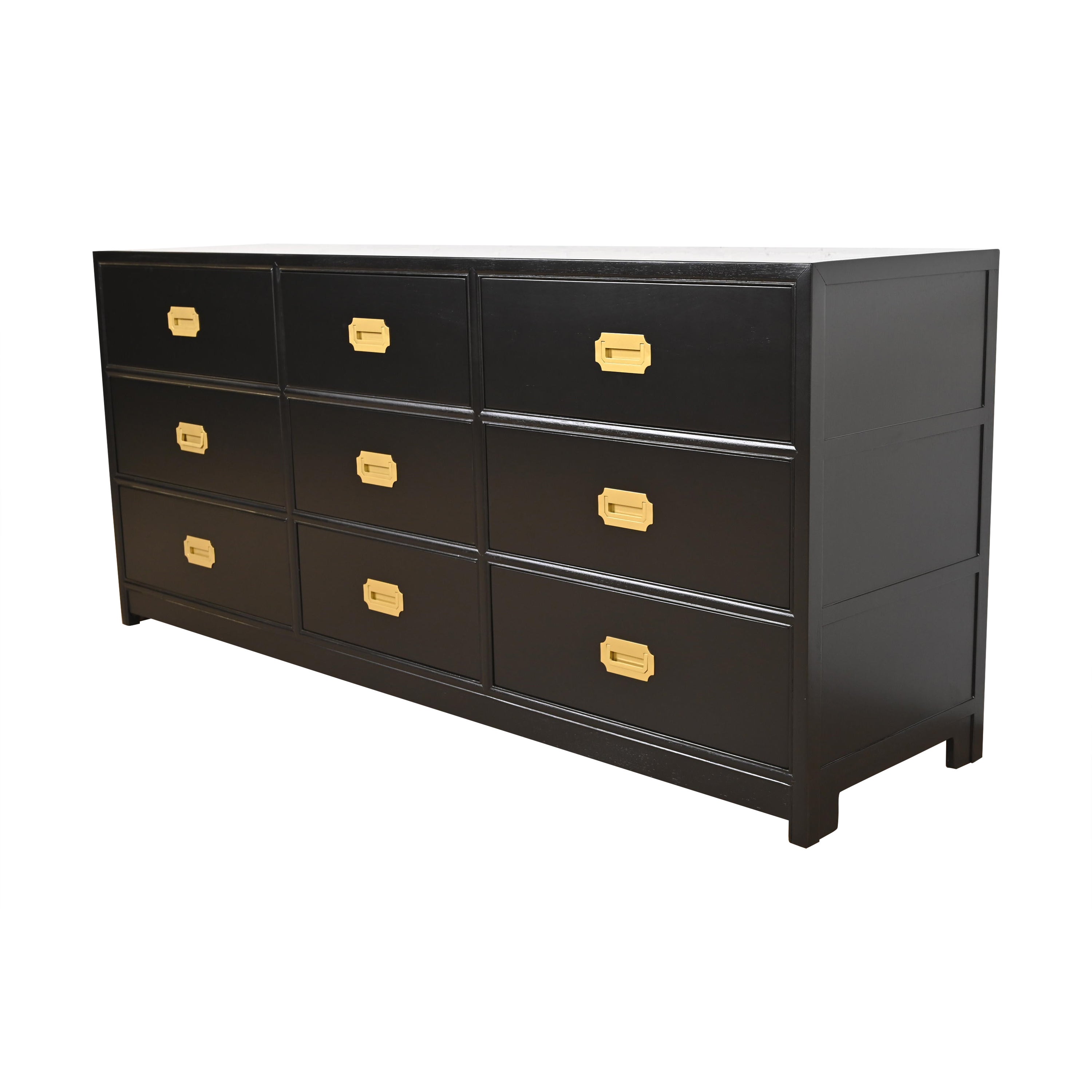 Michael Taylor for Baker Furniture Hollywood Regency Black Lacquered Dresser