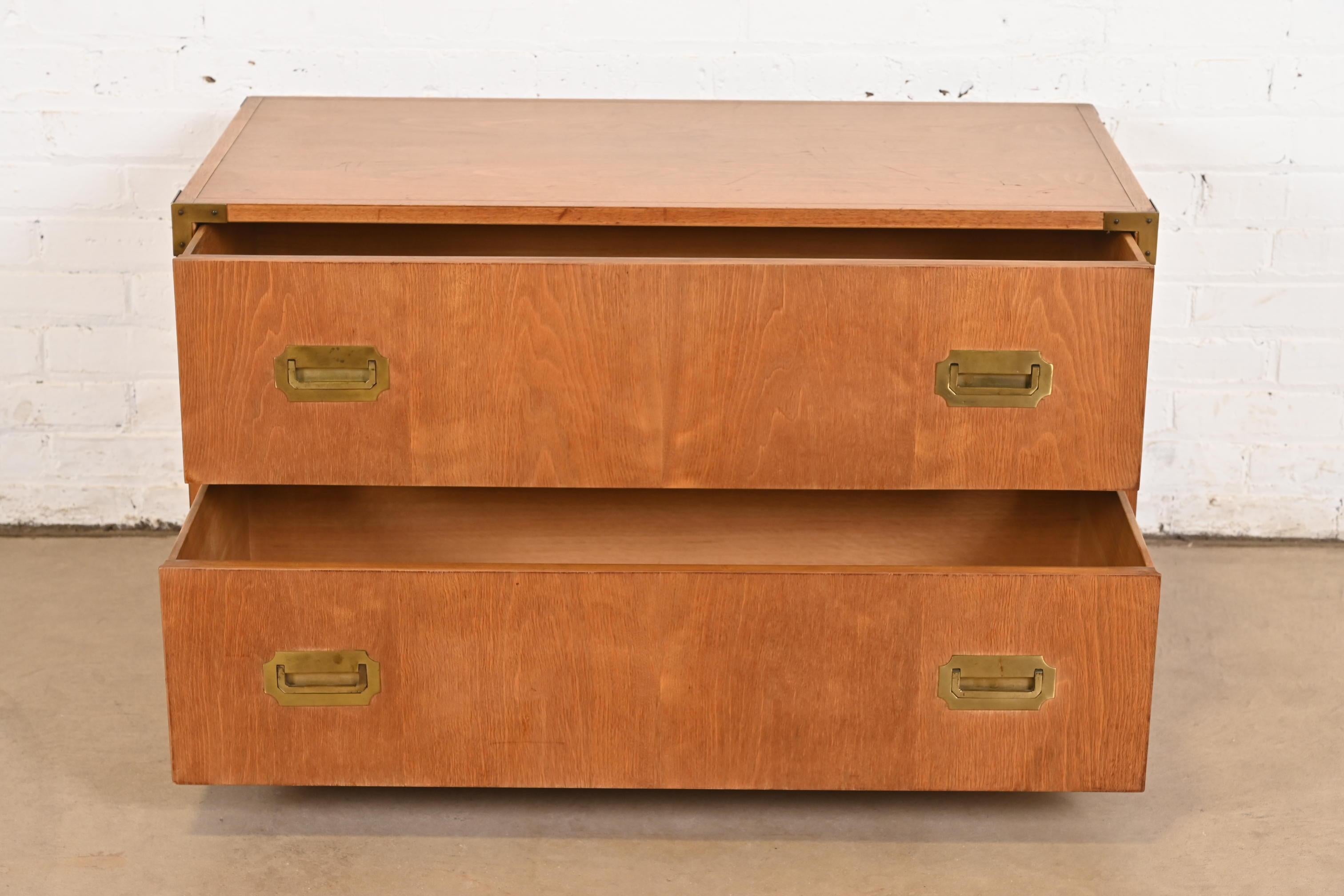 Brass Michael Taylor for Baker Furniture Hollywood Regency Campaign Commode For Sale