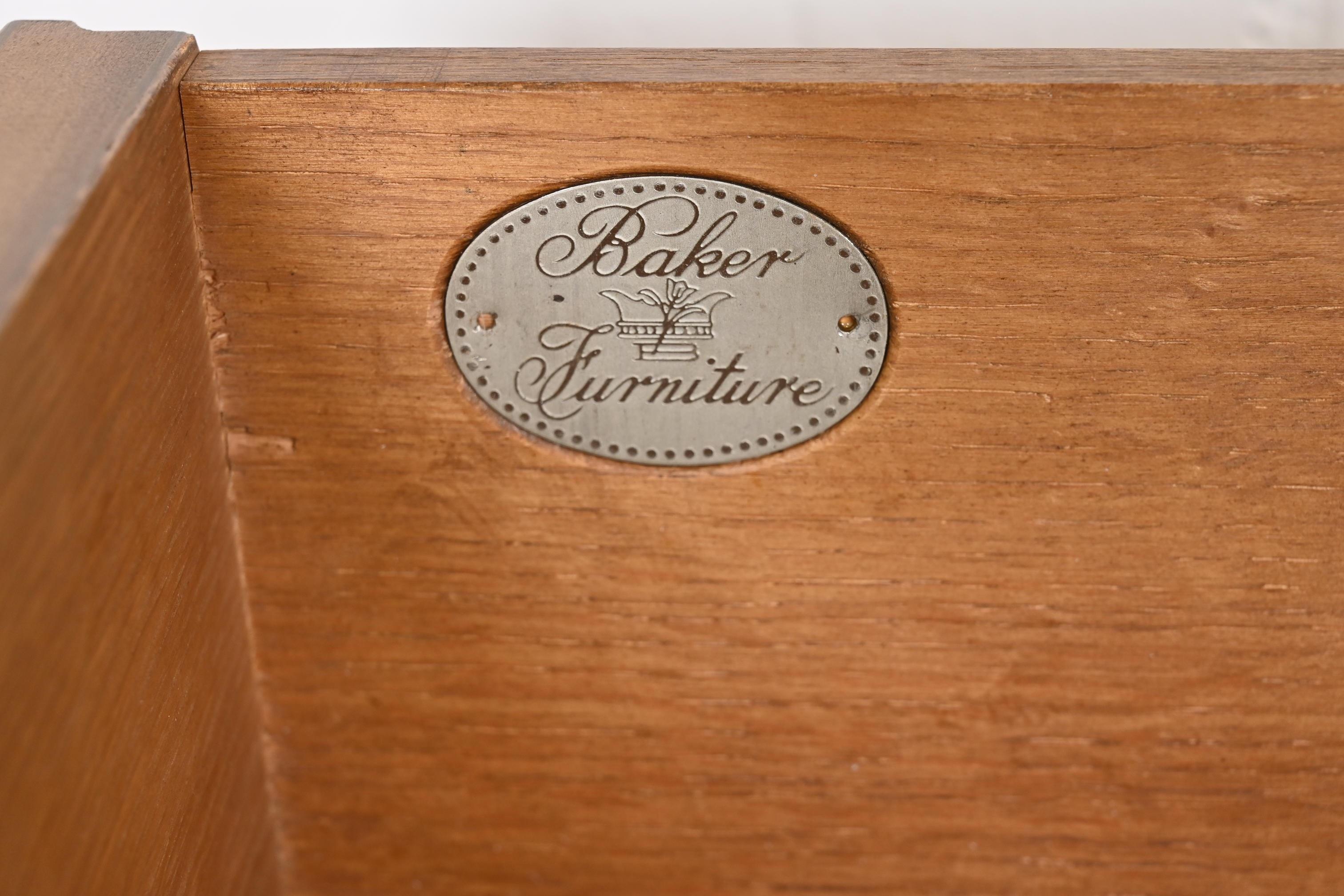 Brass Michael Taylor for Baker Furniture Hollywood Regency Campaign Walnut Dresser