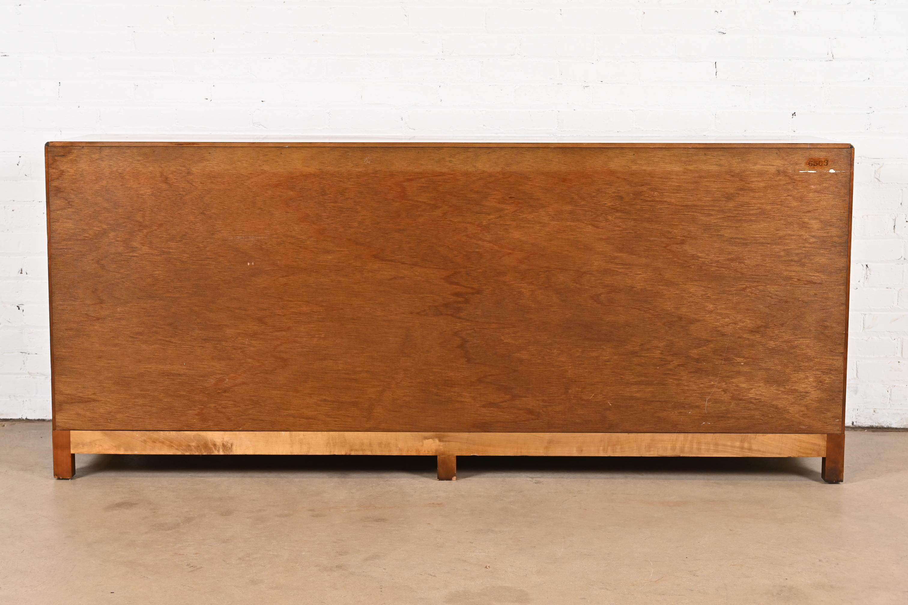 Michael Taylor for Baker Furniture Hollywood Regency Cherry and Brass Dresser For Sale 6