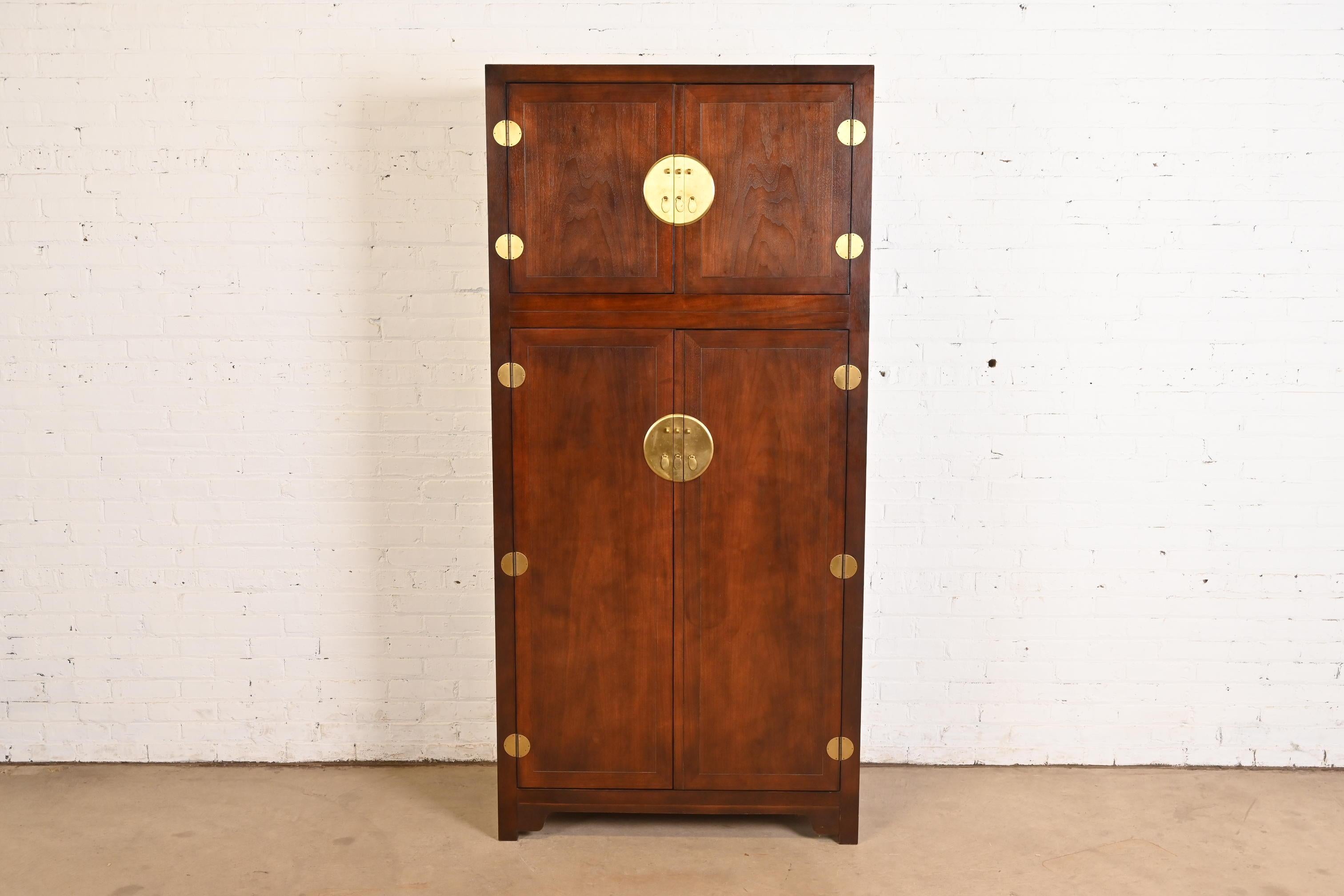 American Michael Taylor for Baker Furniture Hollywood Regency Chinoiserie Bar Cabinet For Sale
