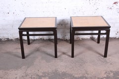Michael Taylor for Baker Furniture Hollywood Regency Chinoiserie Burl Wood Side