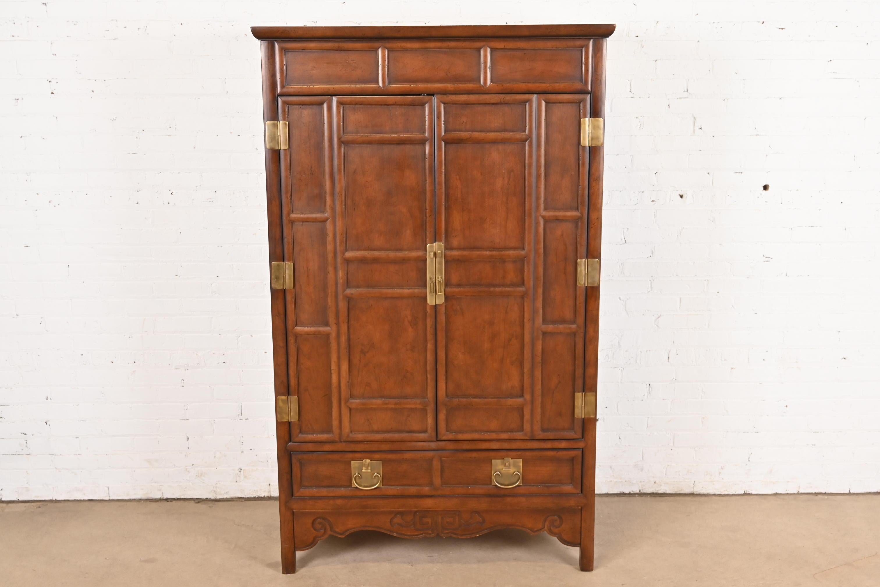American Michael Taylor for Baker Furniture Hollywood Regency Chinoiserie Media Cabinet For Sale