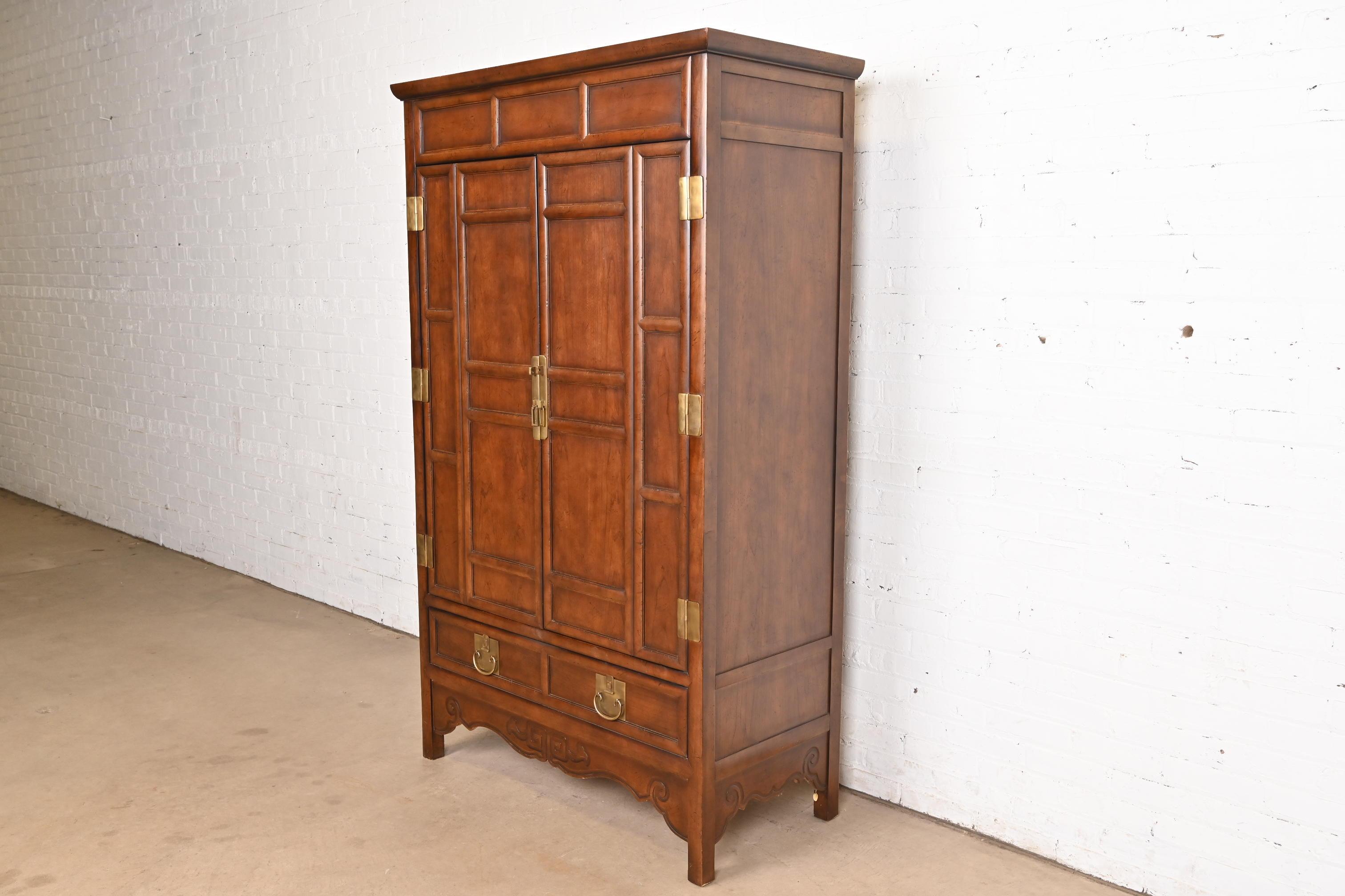 Michael Taylor for Baker Furniture Hollywood Regency Chinoiserie Media Cabinet In Good Condition For Sale In South Bend, IN