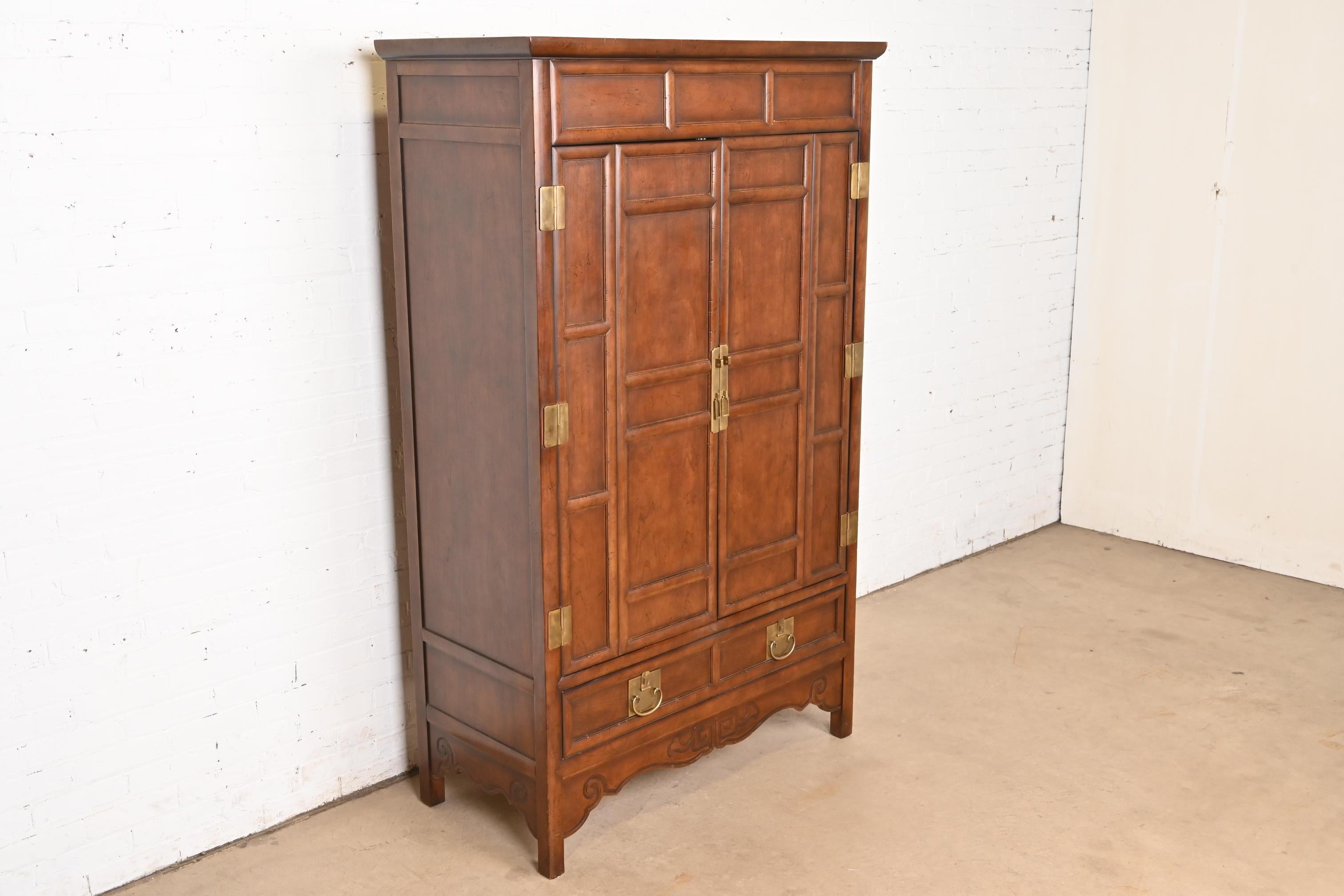 20th Century Michael Taylor for Baker Furniture Hollywood Regency Chinoiserie Media Cabinet For Sale