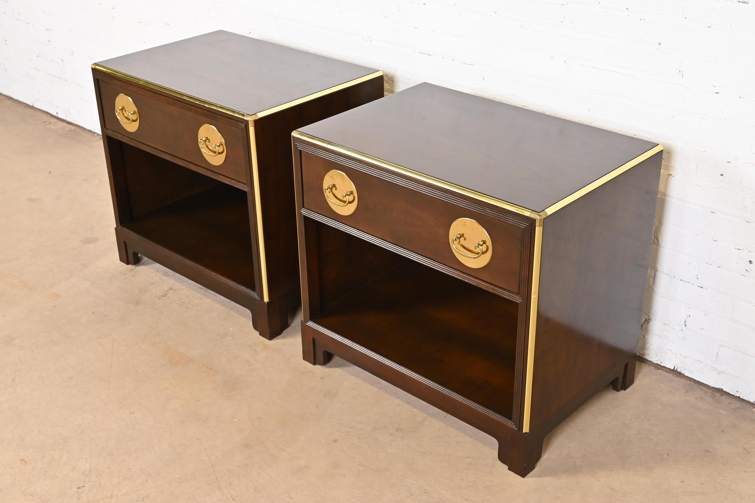 American Michael Taylor for Baker Furniture Hollywood Regency Chinoiserie Nightstands For Sale
