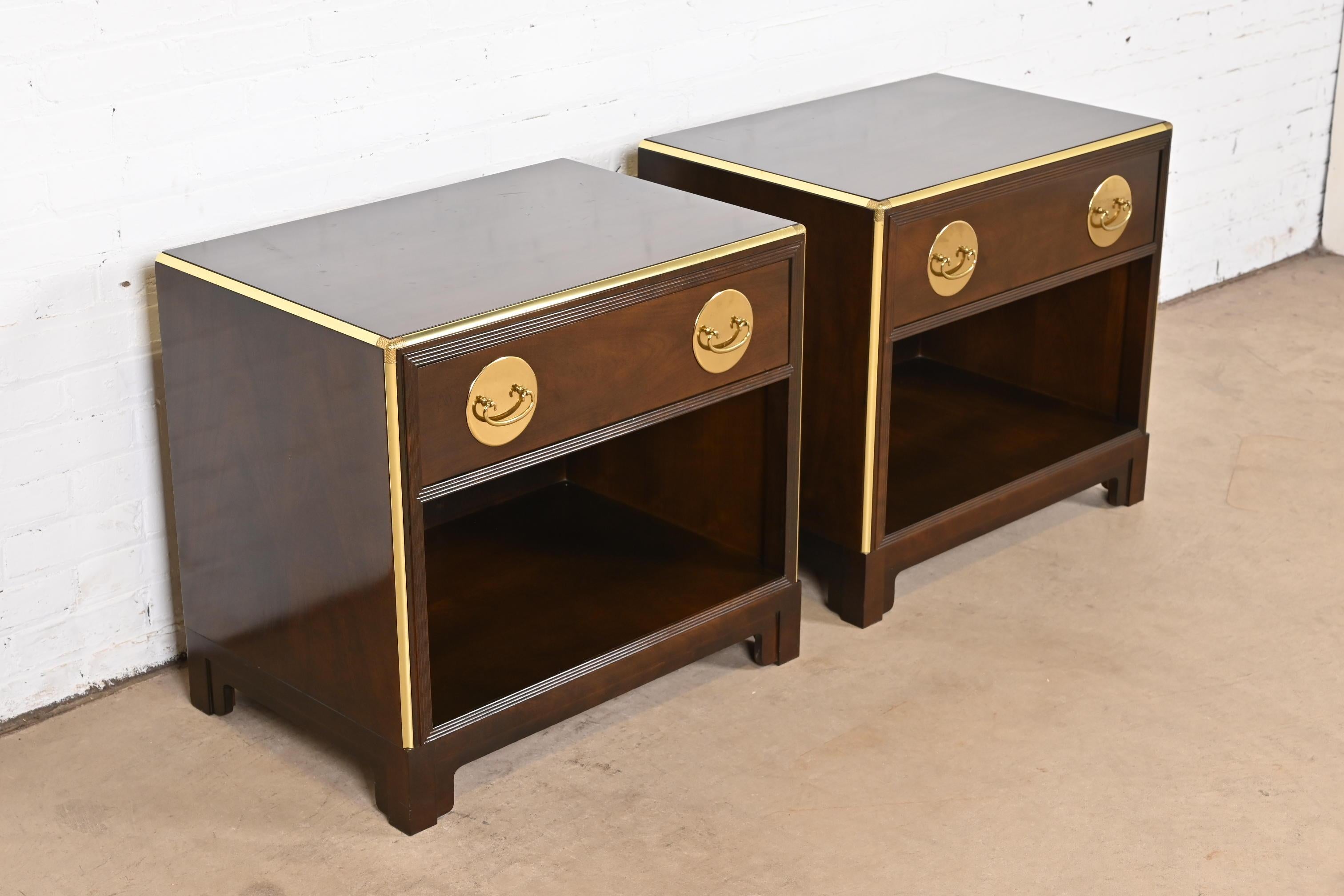 Late 20th Century Michael Taylor for Baker Furniture Hollywood Regency Chinoiserie Nightstands For Sale