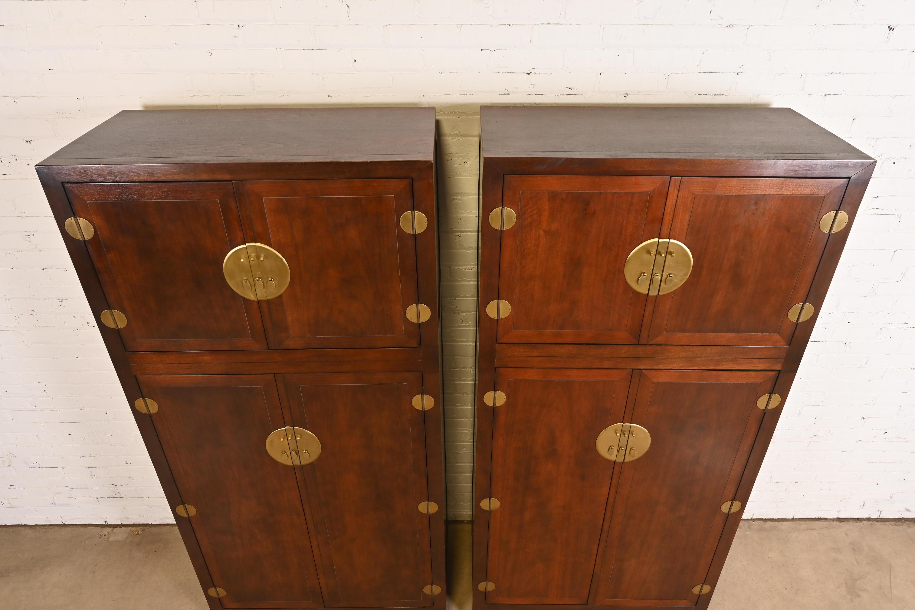 Michael Taylor for Baker Furniture Hollywood Regency Chinoiserie Walnut Armoire For Sale 4