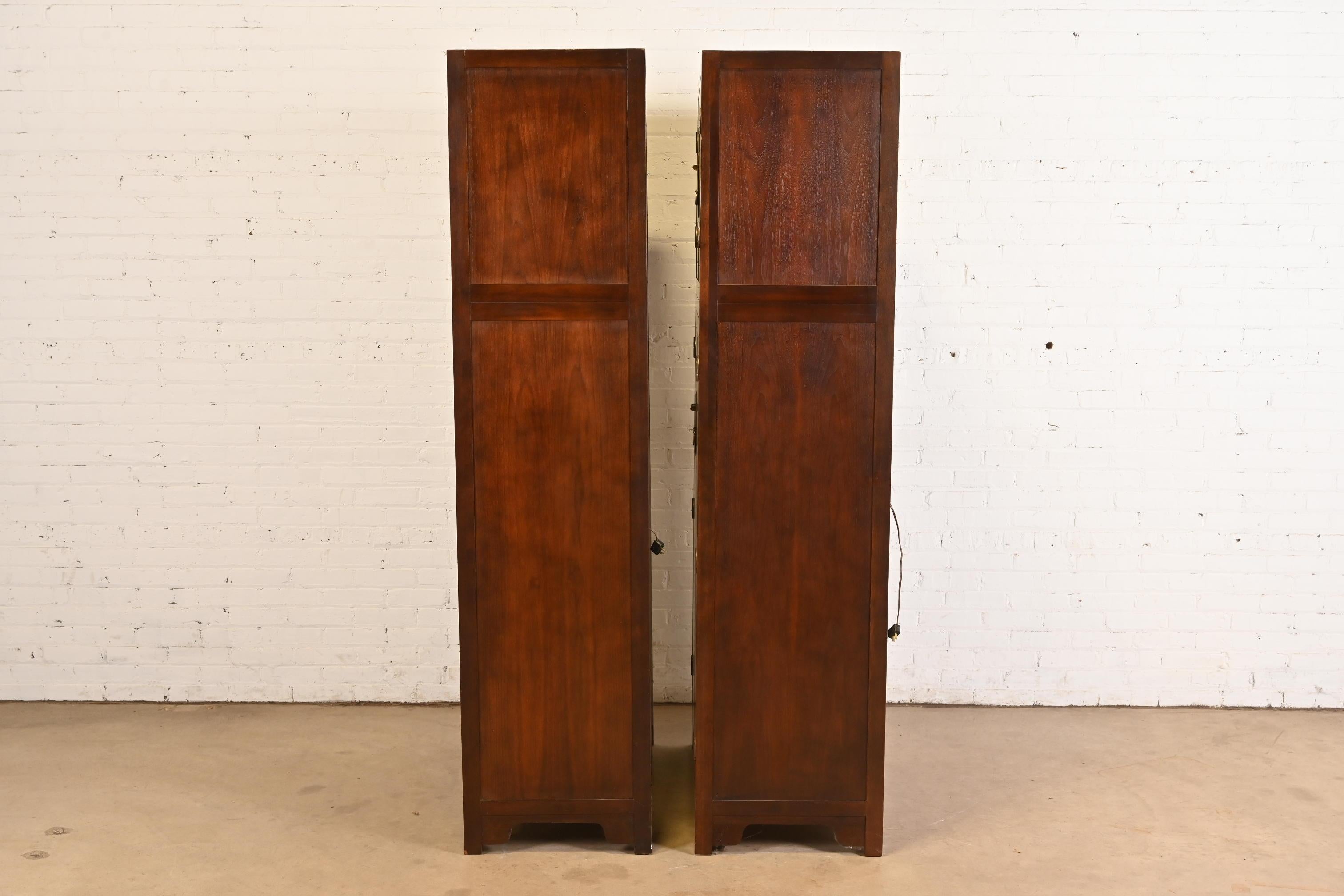 Michael Taylor for Baker Furniture Hollywood Regency Chinoiserie Walnut Armoire For Sale 5