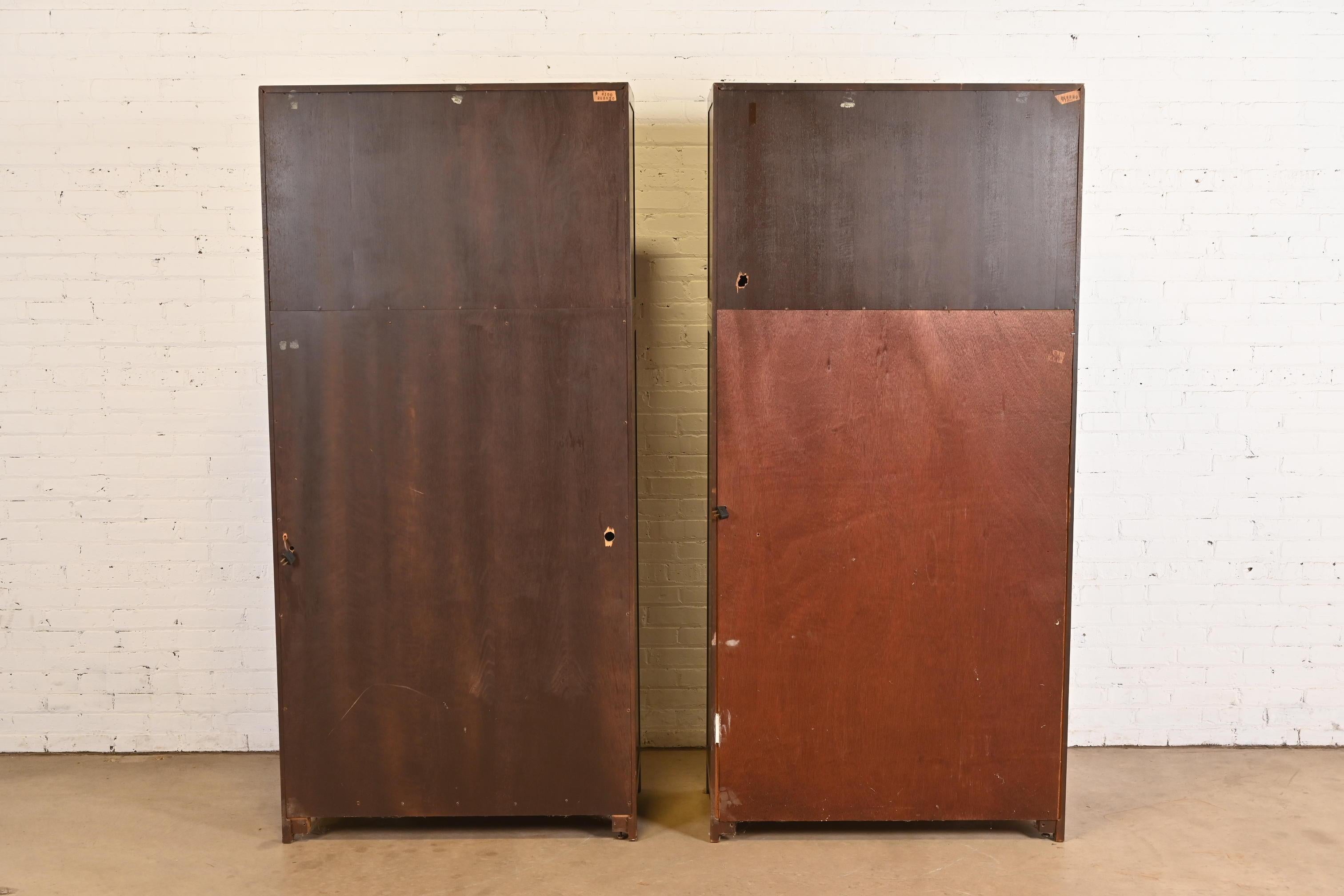 Michael Taylor for Baker Furniture Hollywood Regency Chinoiserie Walnut Armoire For Sale 6