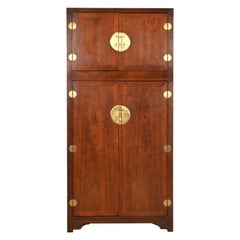 Michael Taylor para Baker Furniture Armario Hollywood Regency Chinoiserie Nogal