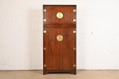 Michael Taylor per Baker Furniture Armoire in noce Hollywood Regency Chinoiserie