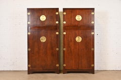Michael Taylor for Baker Furniture Hollywood Regency Chinoiserie Walnut Armoire