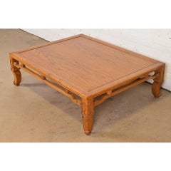 Michael Taylor for Baker Furniture Mid-Century Carved Elm Wood Coffee Table