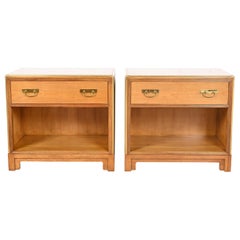 Michael Taylor for Baker Furniture Mid-Century Hollywood Regency Nightstands