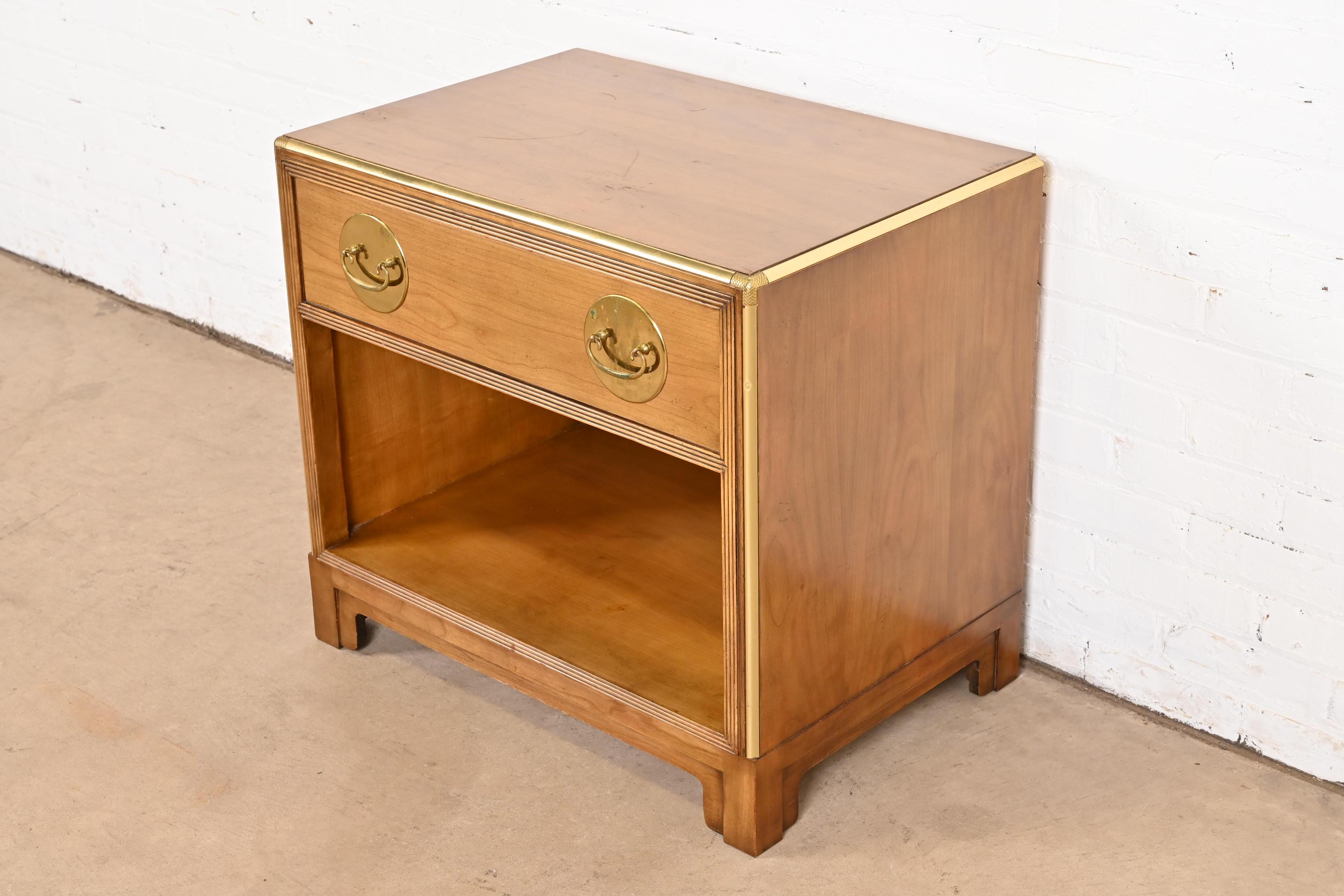 Michael Taylor for Baker Furniture Mid-Century Modern Cherry Wood Nightstand In Good Condition In South Bend, IN