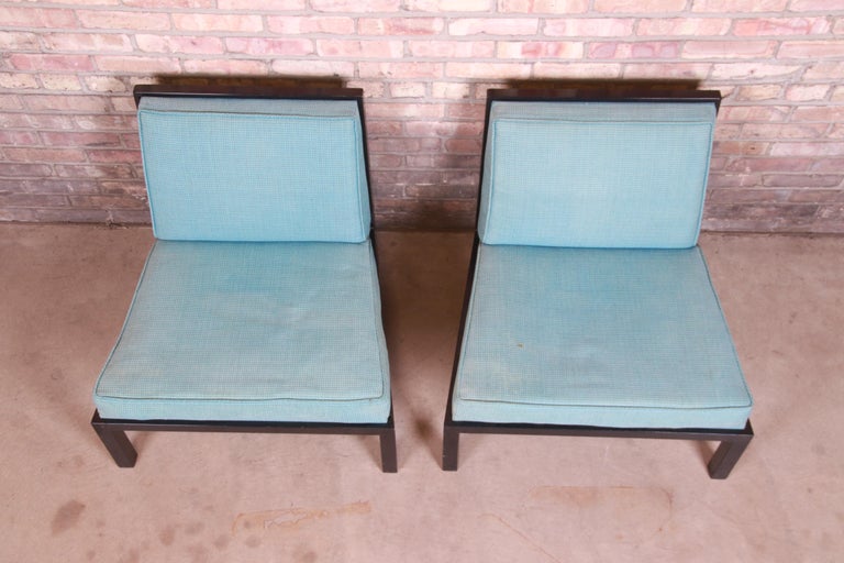 Michael Taylor for Baker Furniture Mid-Century Modern Slipper Chairs, Pair For Sale 1