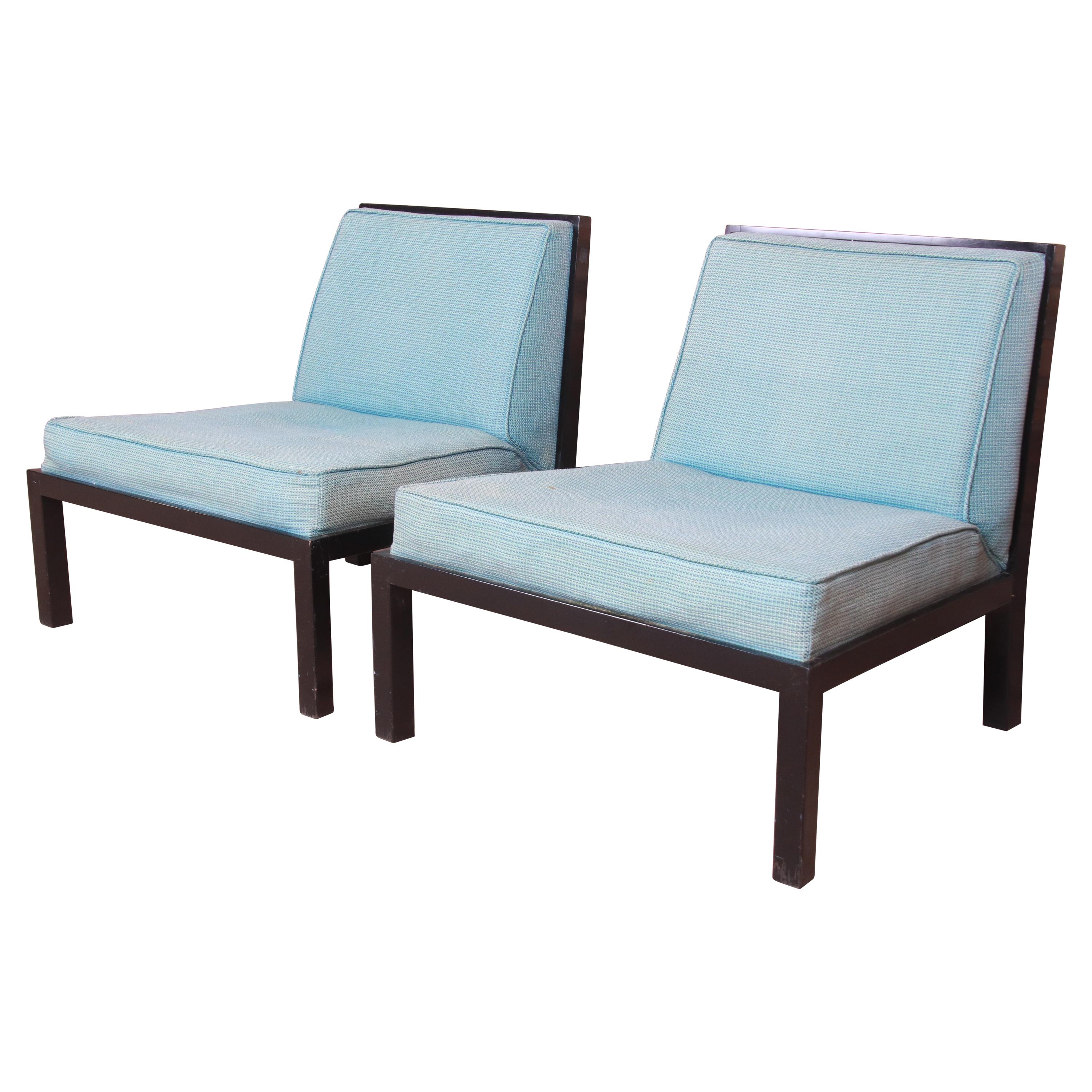 Michael Taylor for Baker Furniture Mid-Century Modern Slipper Chairs, Pair