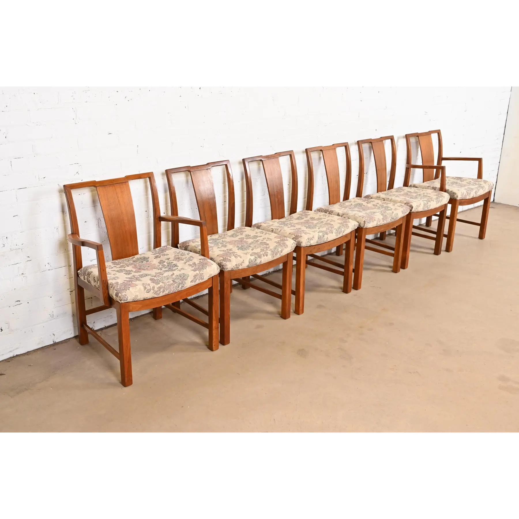 Mid-20th Century Michael Taylor for Baker Furniture Mid-Century Modern Walnut Dining Chairs, Six For Sale