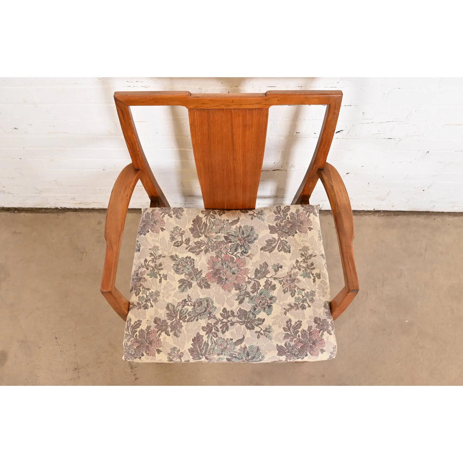 Upholstery Michael Taylor for Baker Furniture Mid-Century Modern Walnut Dining Chairs, Six For Sale