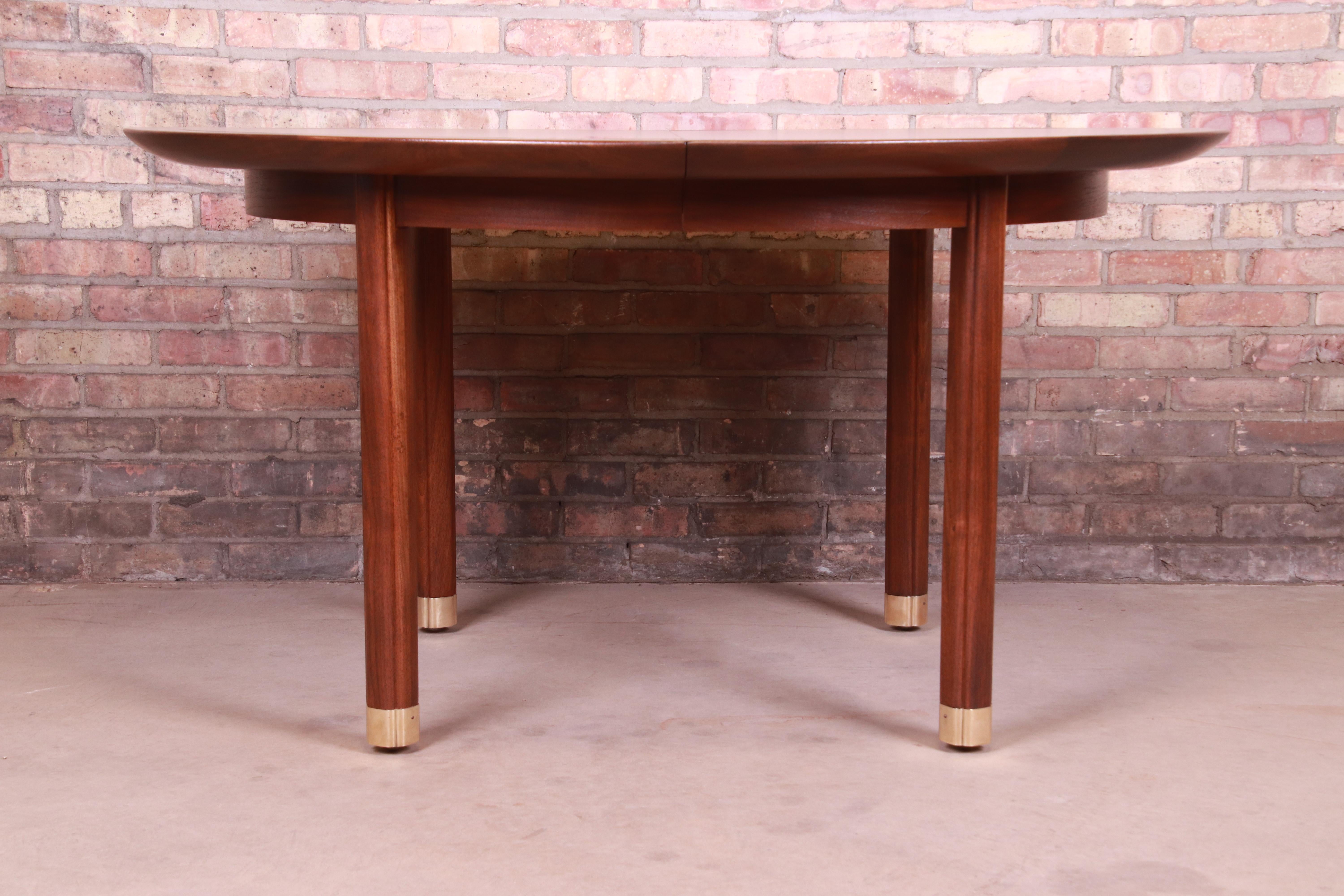 Michael Taylor for Baker Furniture Walnut and Brass Inlay Extension Dining Table 4