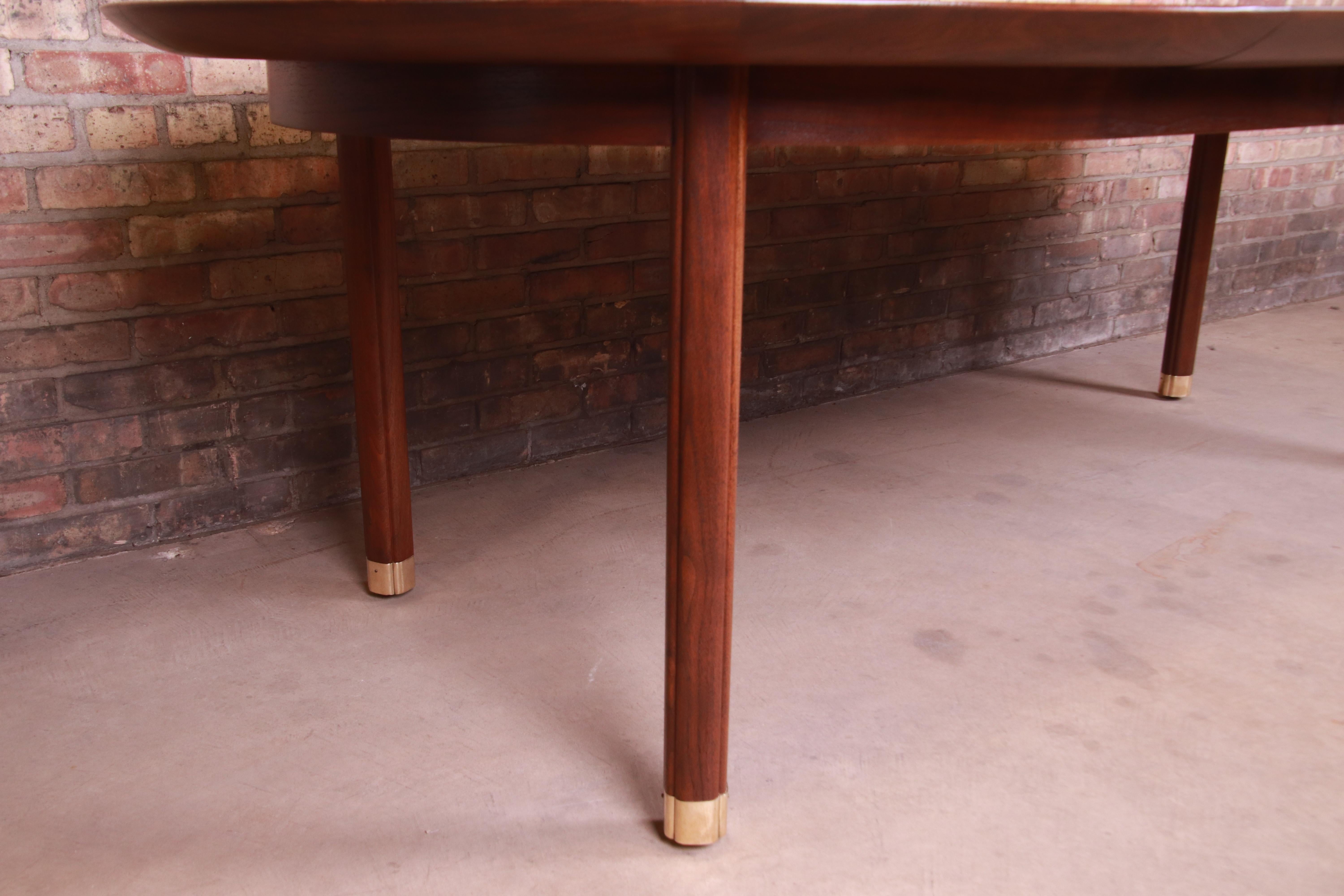 Michael Taylor for Baker Furniture Walnut and Brass Inlay Extension Dining Table 10