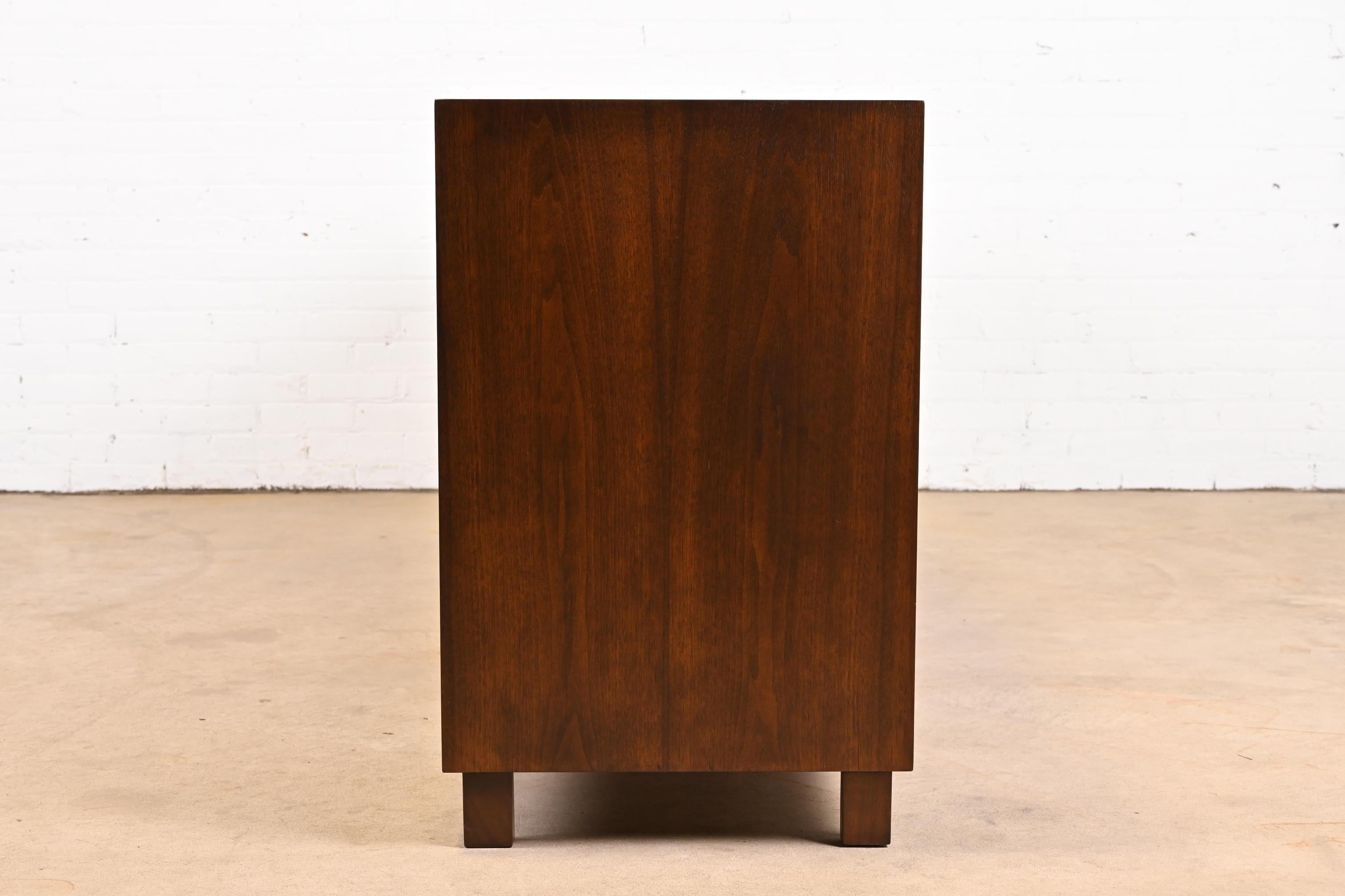 Michael Taylor for Baker Furniture Walnut Credenza or Bar Cabinet, Refinished For Sale 8
