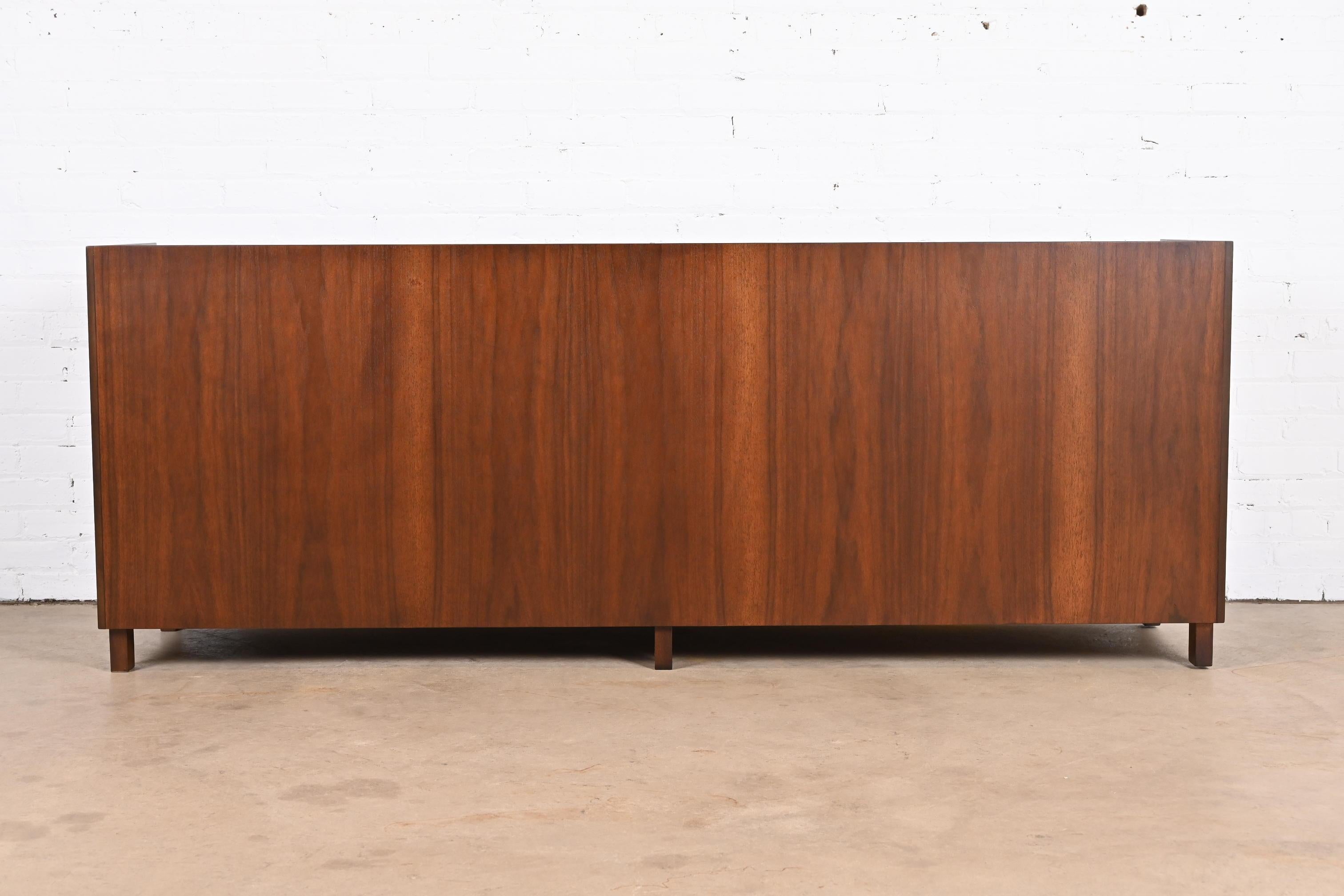 Michael Taylor for Baker Furniture Walnut Credenza or Bar Cabinet, Refinished For Sale 9