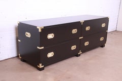 Michael Taylor for Baker Hollywood Regency Black Lacquered Campaign Dresser