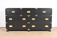 Michael Taylor for Baker Hollywood Regency Black Lacquered Campaign Dresser