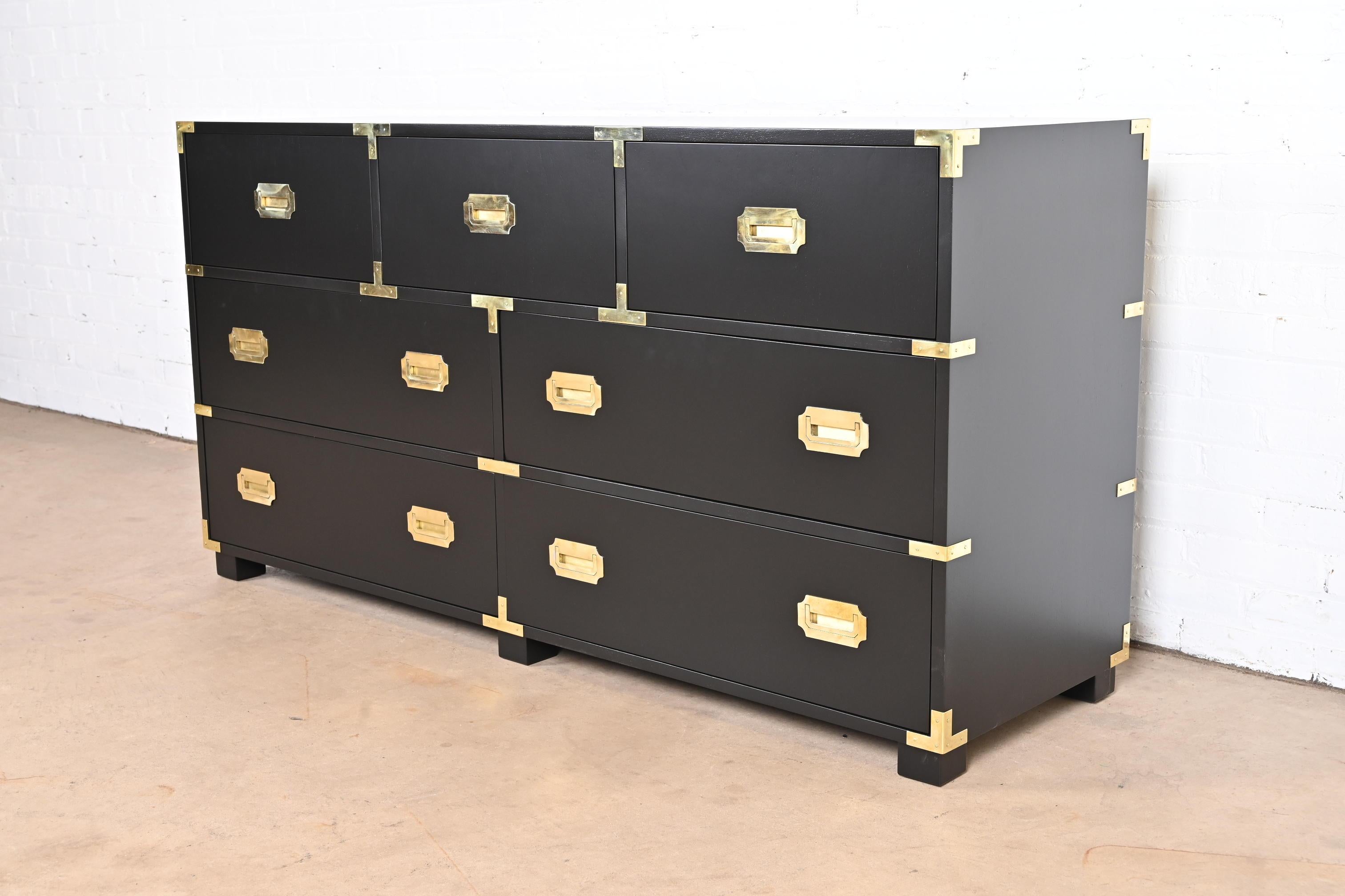 Mid-Century Modern Michael Taylor for Baker Hollywood Regency Black Lacquered Campaign Dresser
