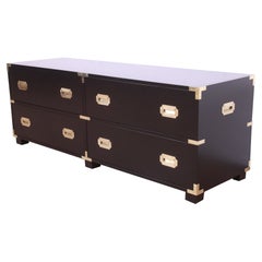 Michael Taylor for Baker Hollywood Regency Black Lacquered Campaign Dresser