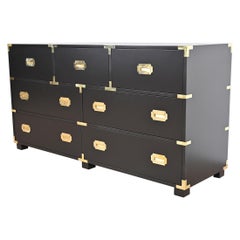 Michael Taylor for Baker Hollywood Regency Black Lacquered Campaign Dresser