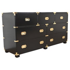 Michael Taylor for Baker Hollywood Regency Black Lacquered Campaign Dresser
