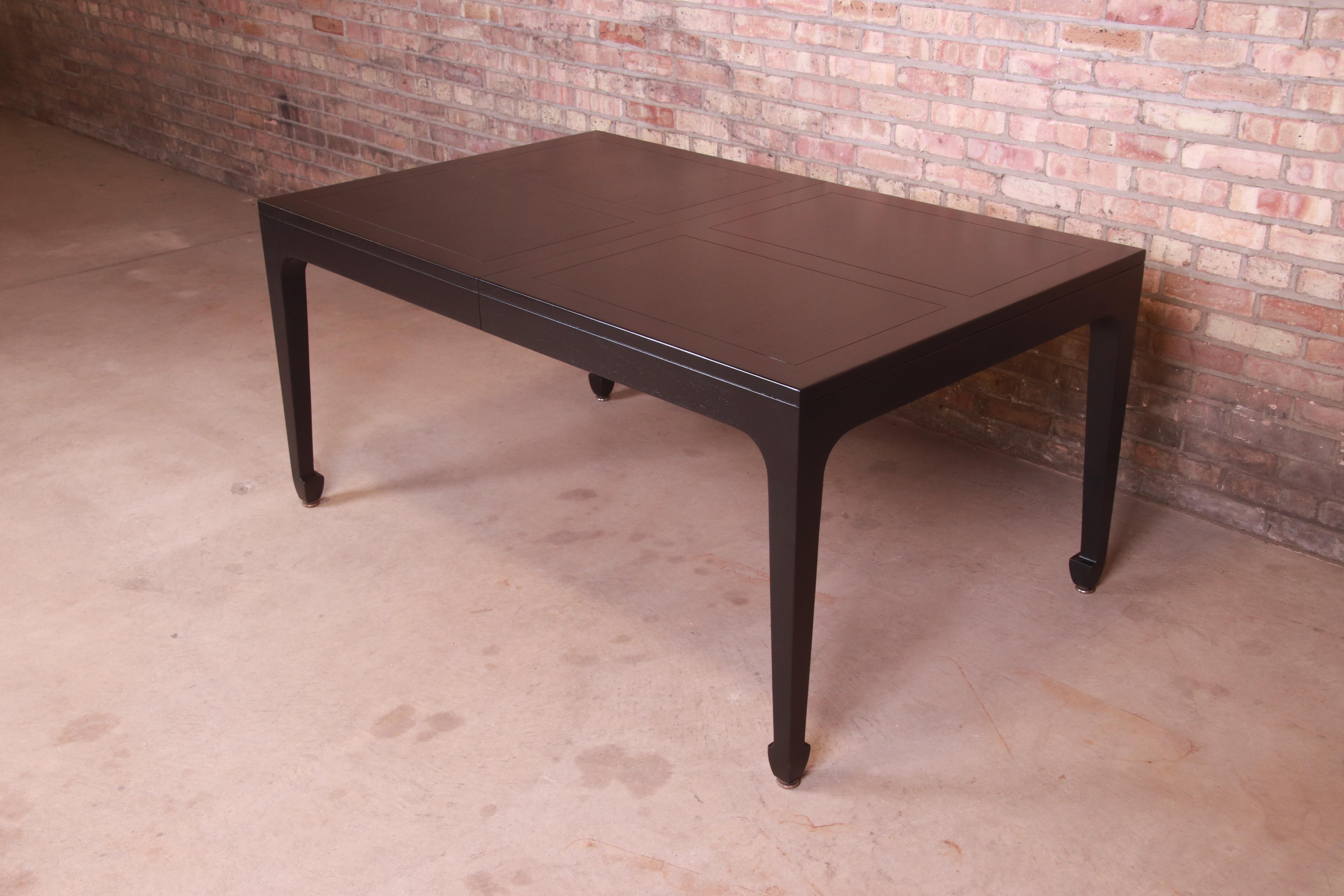 Michael Taylor for Baker Hollywood Regency Black Lacquered Dining Table, 1950s 2