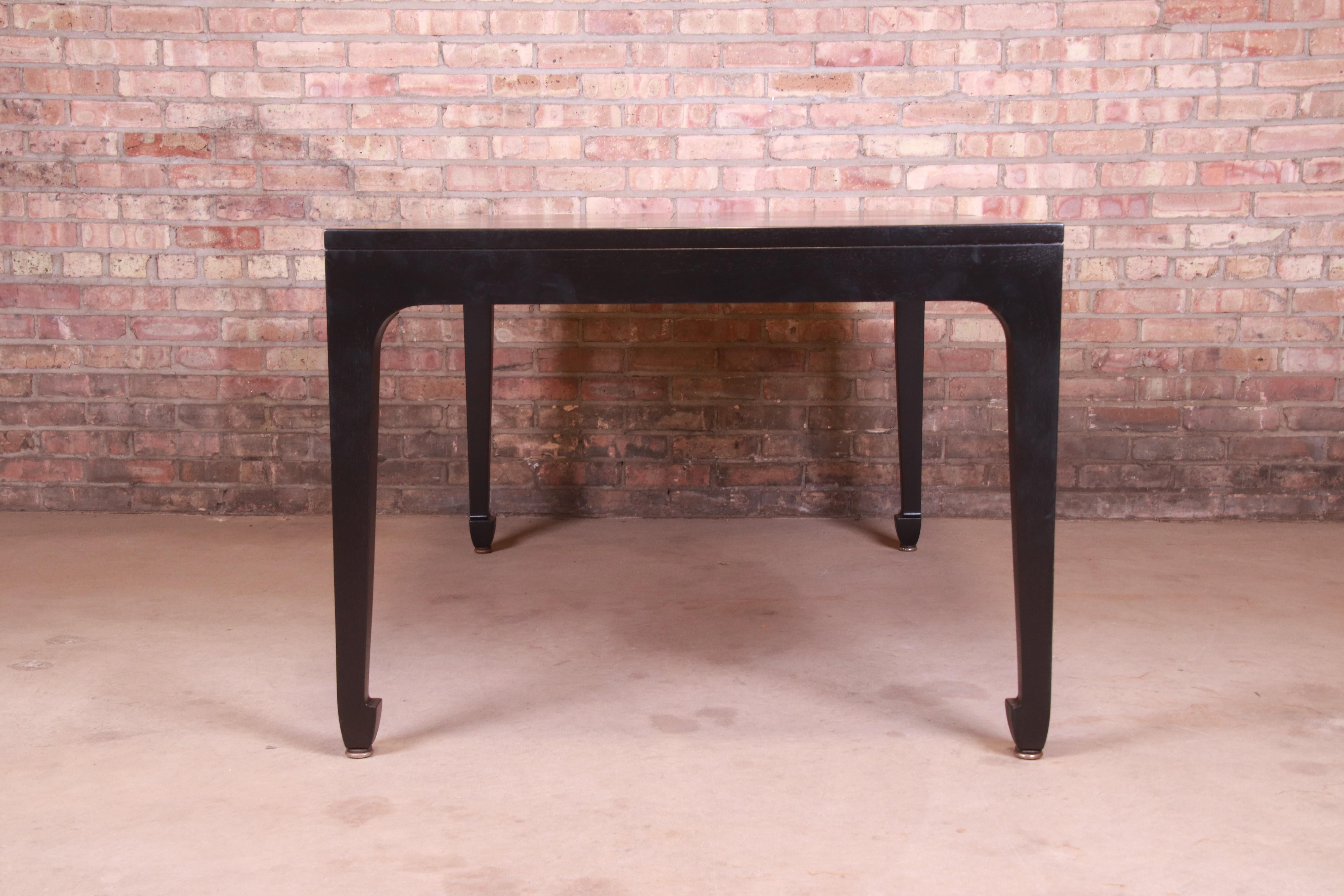 Michael Taylor for Baker Hollywood Regency Black Lacquered Dining Table, 1950s 8