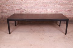 Michael Taylor for Baker Hollywood Regency Black Lacquered Dining Table, 1950s