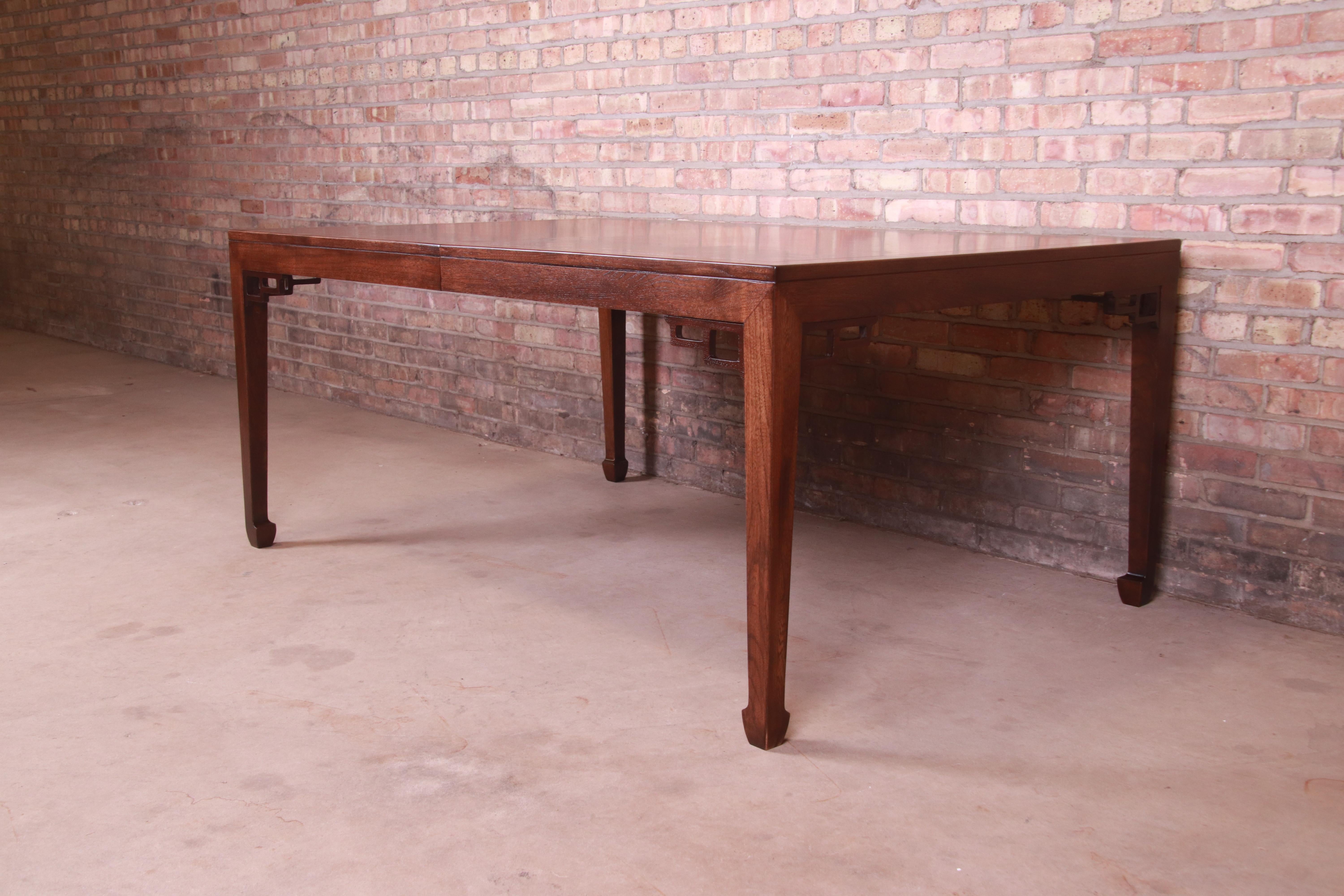 Michael Taylor for Baker Hollywood Regency Burl Walnut Dining Table, Refinished 8