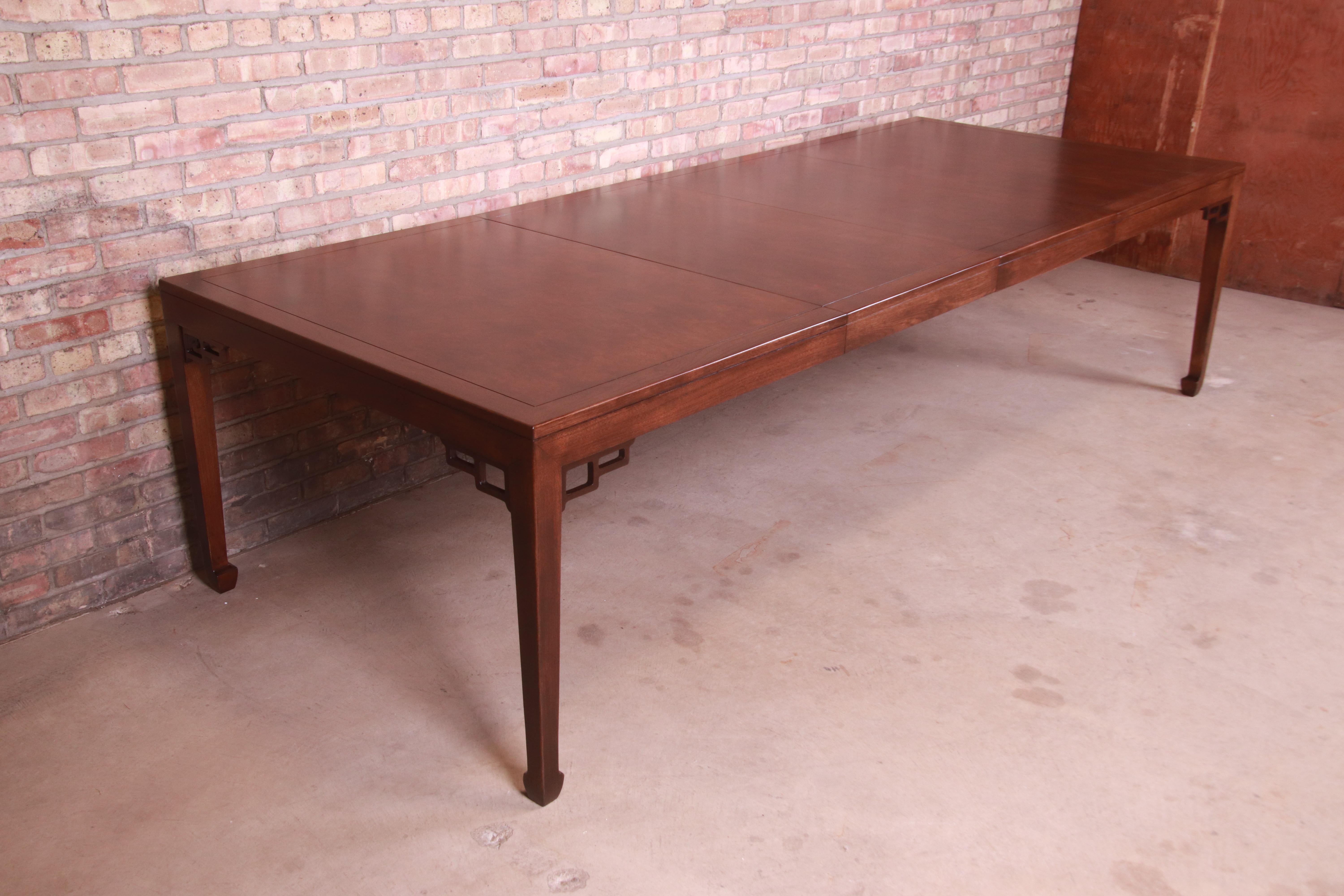 20th Century Michael Taylor for Baker Hollywood Regency Burl Walnut Dining Table, Refinished