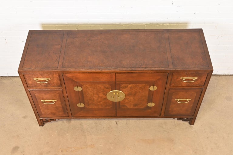 Michael Taylor for Baker Hollywood Regency Chinoiserie Burled Walnut Sideboard 6