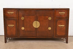 Michael Taylor for Baker Hollywood Regency Chinoiserie Burled Walnut Sideboard