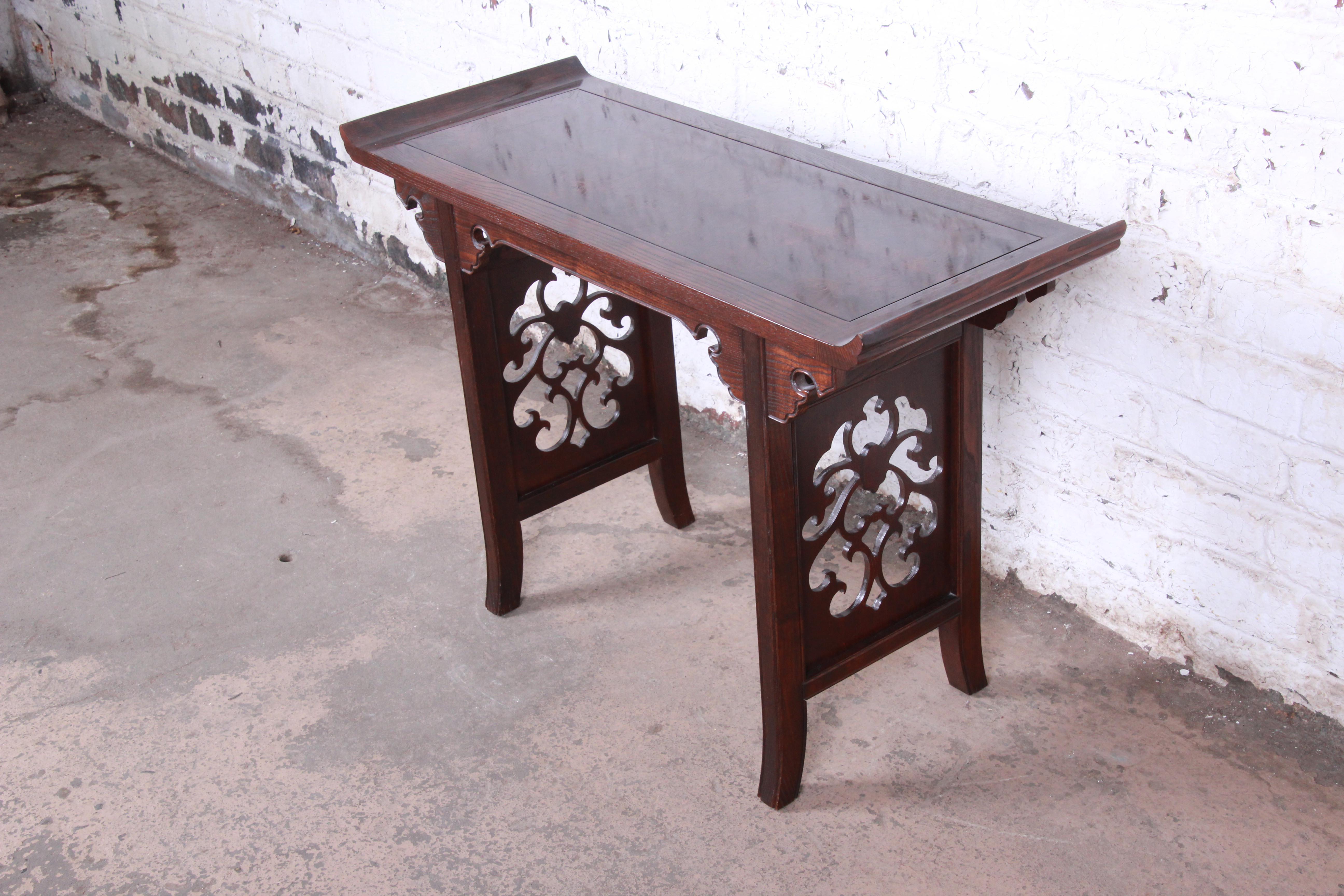 Mid-Century Modern Table console ou table d'autel chinoiseries Hollywood Regency de Michael Taylor pour Baker en vente