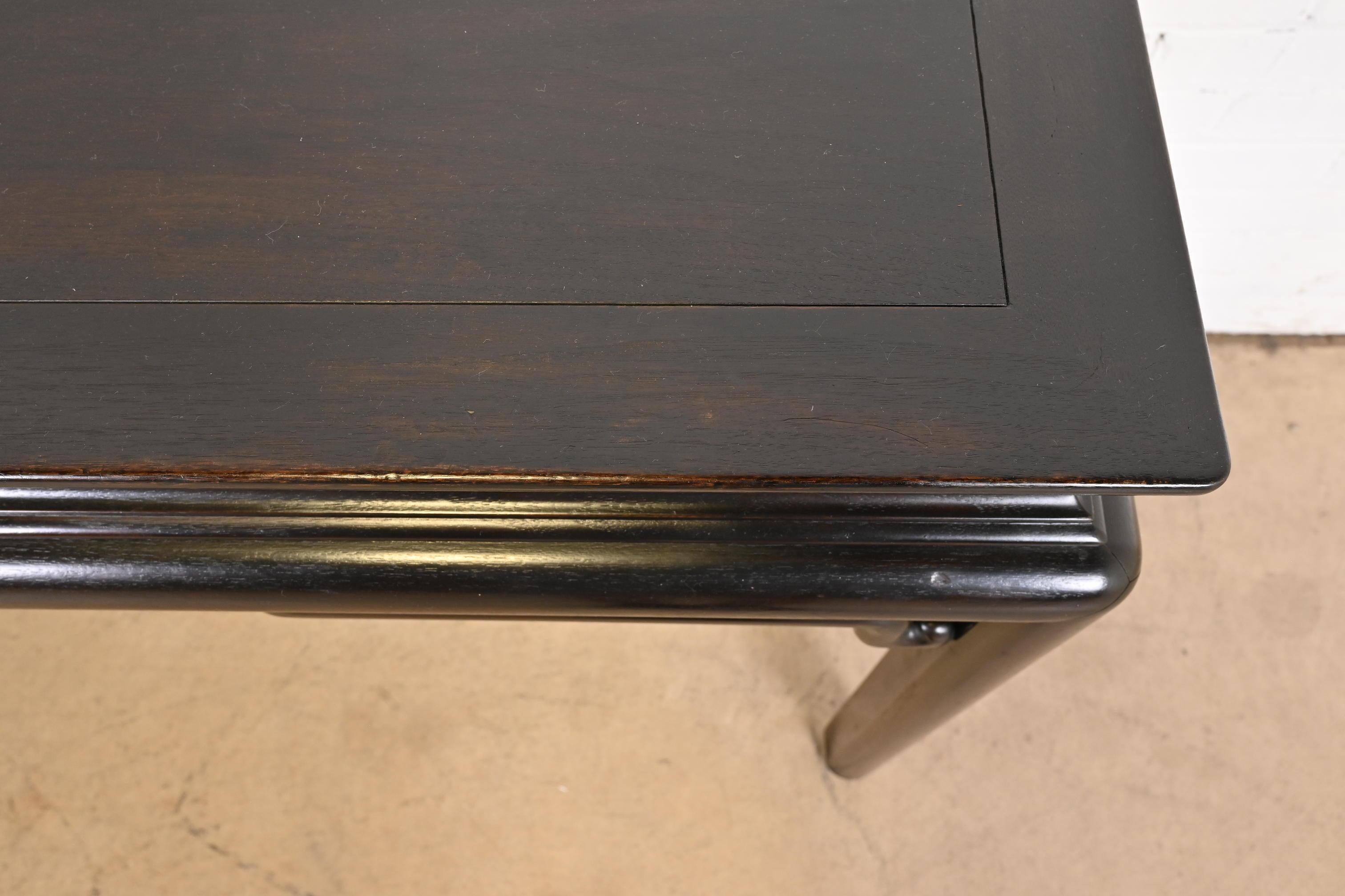 Walnut Michael Taylor for Baker Hollywood Regency Chinoiserie Ebonized Console Table