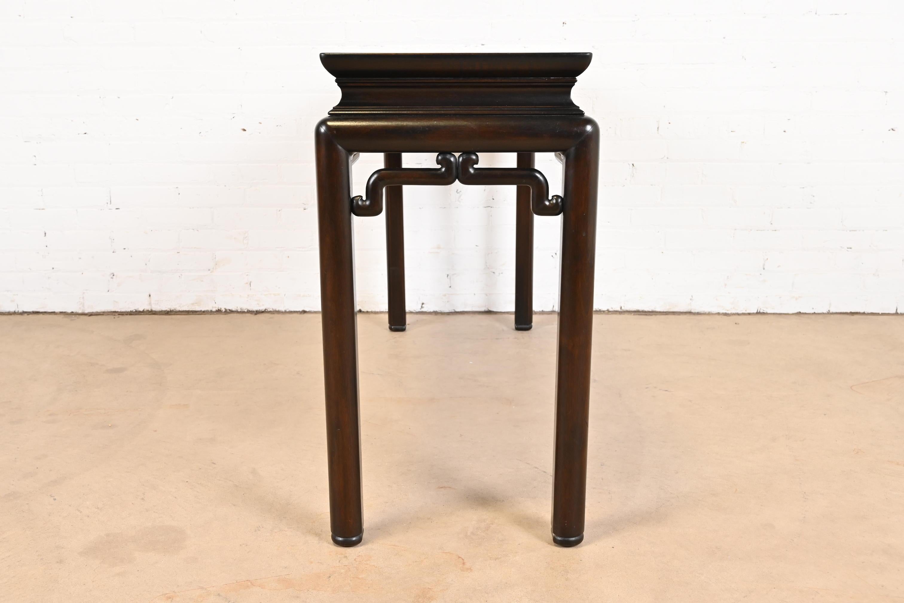 Michael Taylor for Baker Hollywood Regency Chinoiserie Ebonized Console Table 1