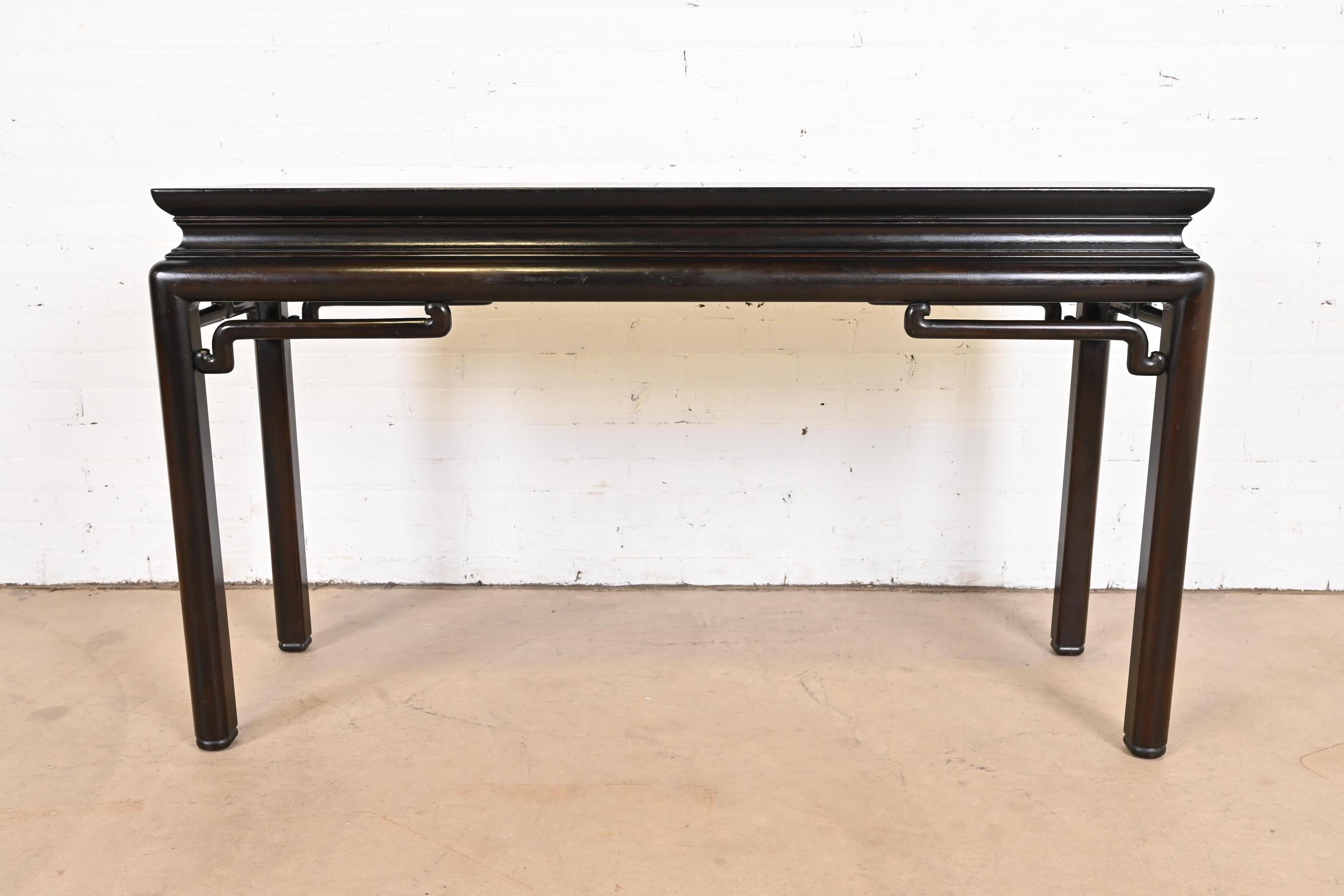 Michael Taylor for Baker Hollywood Regency Chinoiserie Ebonized Console Table 2