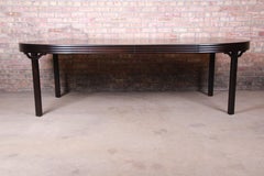Michael Taylor for Baker Hollywood Regency Chinoiserie Walnut Dining Table