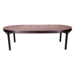 Michael Taylor for Baker Hollywood Regency Chinoiserie Walnut Dining Table