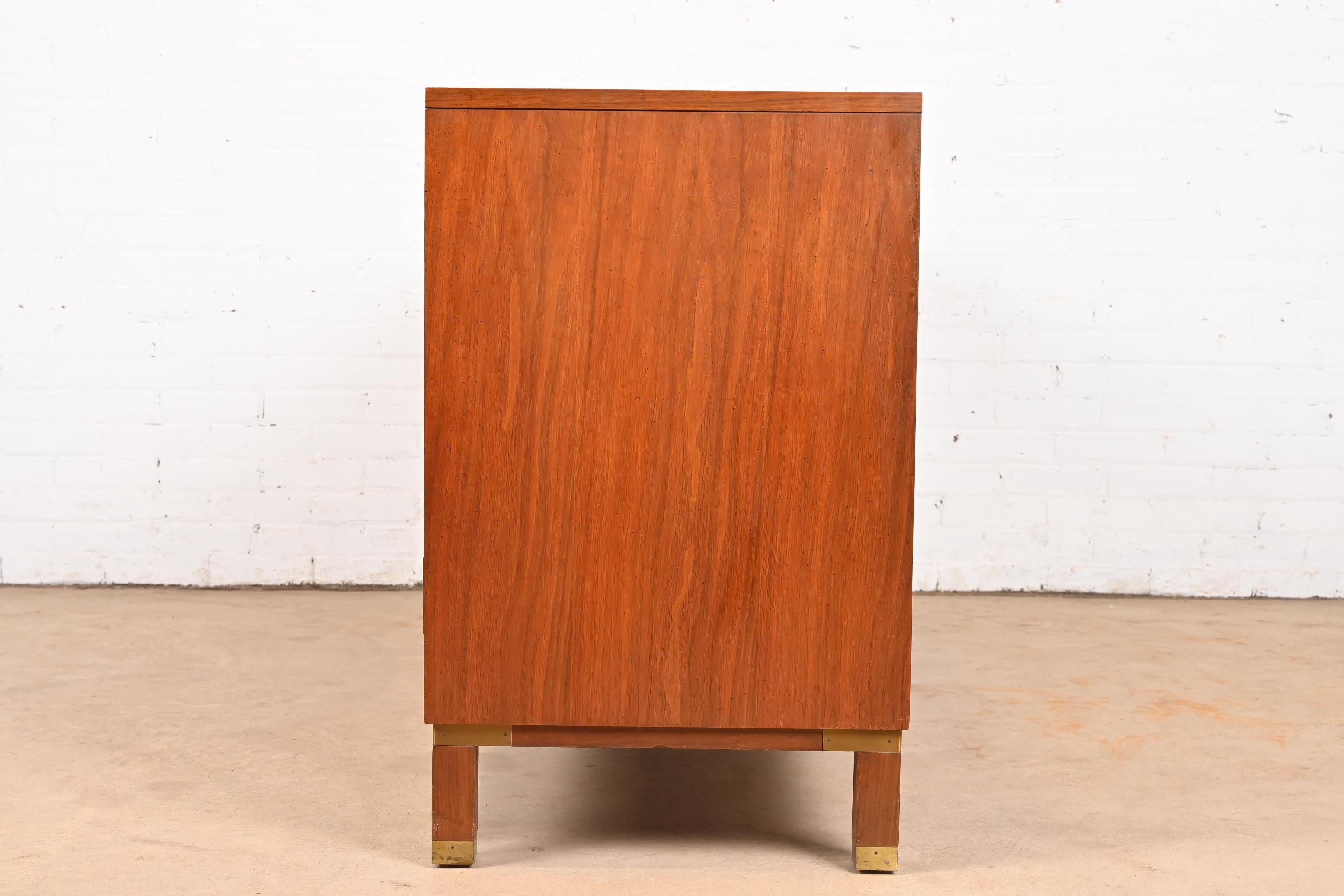Michael Taylor for Baker Hollywood Regency Chinoiserie Walnut Sideboard Credenza 7