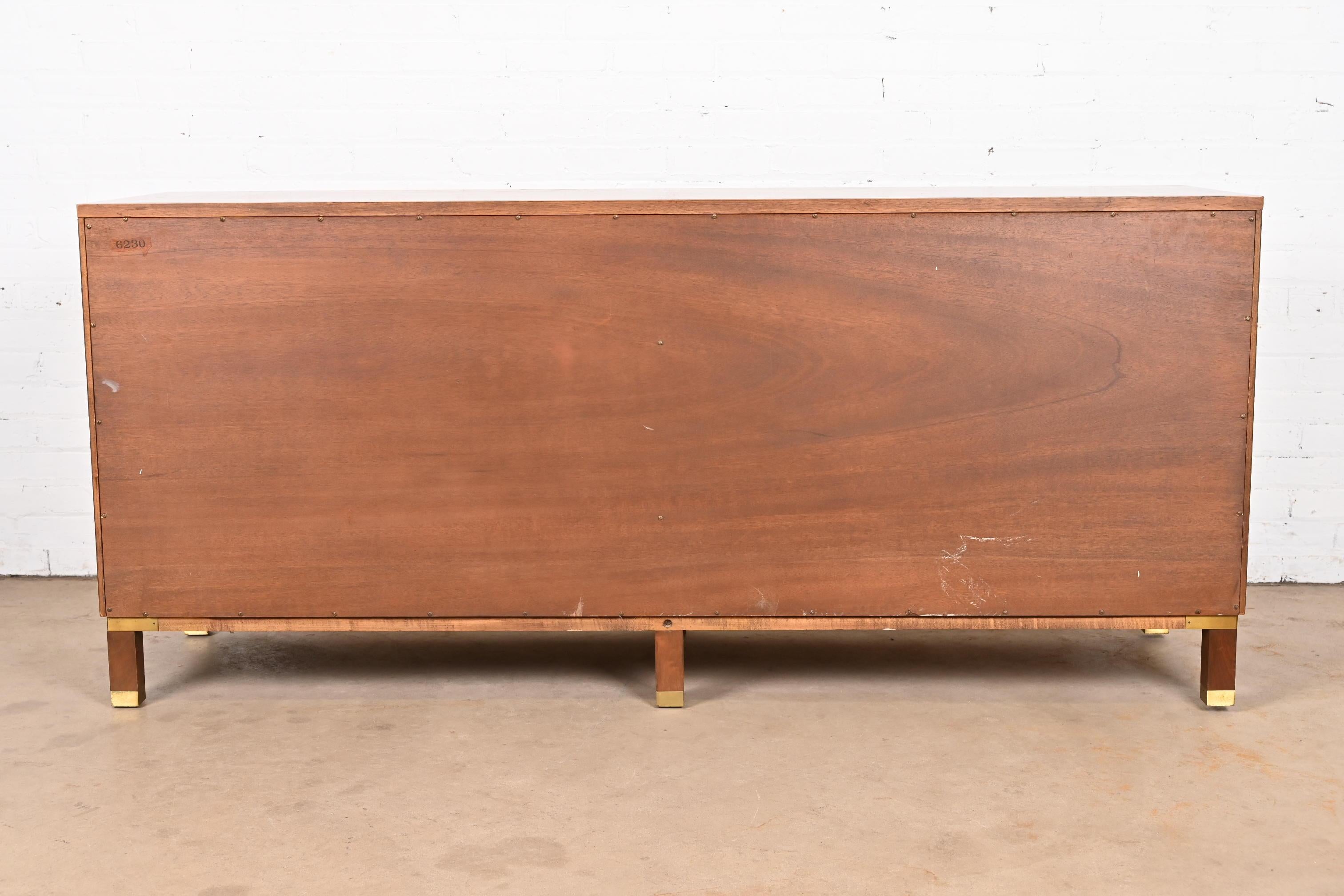Michael Taylor for Baker Hollywood Regency Chinoiserie Walnut Sideboard Credenza 8